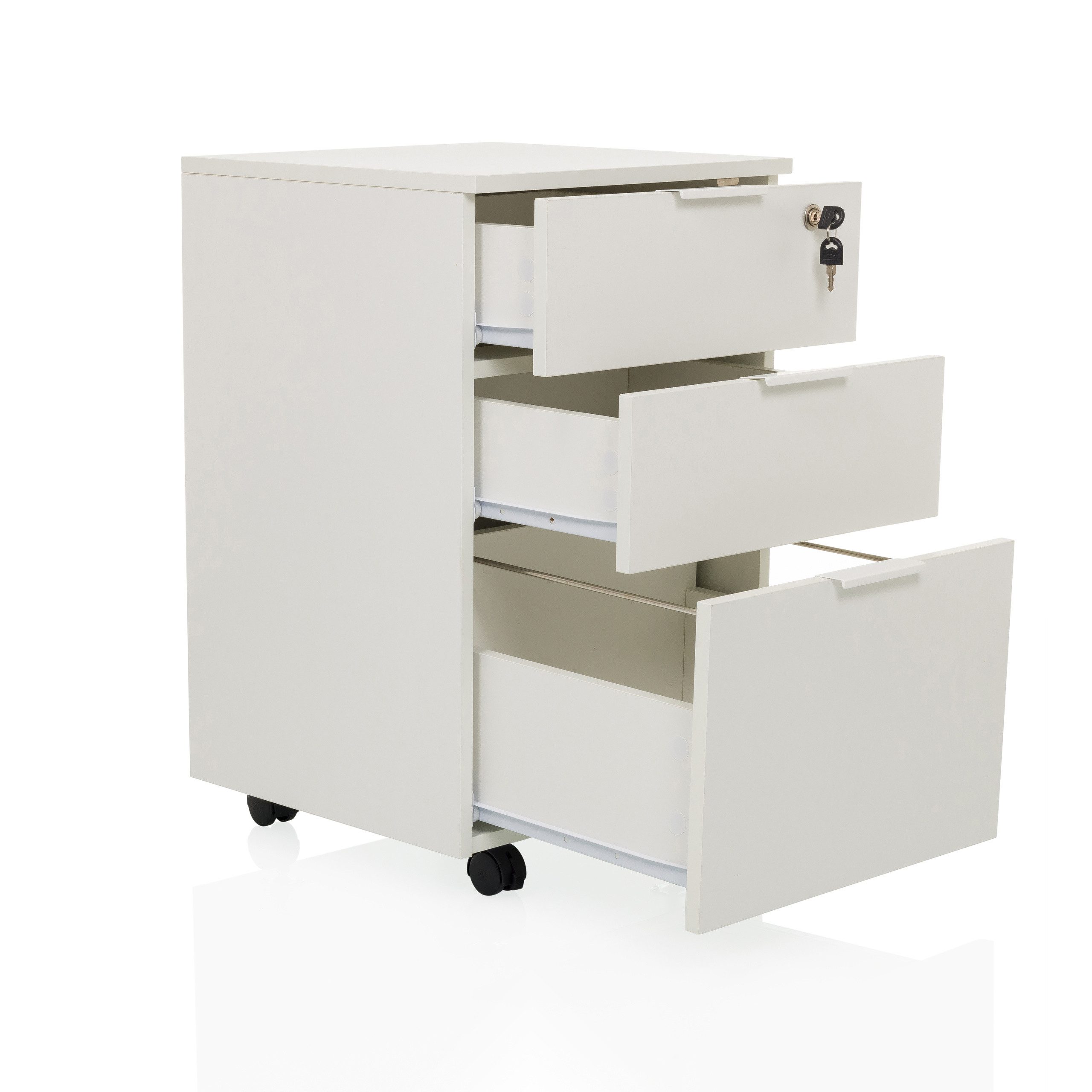 hjh OFFICE Rollcontainer DAVIK Bürowagen H/B/T: 66.0 x 41.5 x 40.0 cm, Aktenschrank Schreibtisch mit Schubladen, Büro Kommode mit Rollen