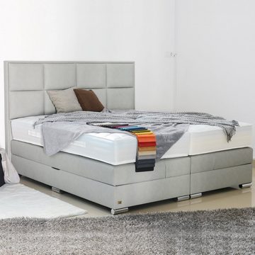 PAARA Boxspringbett Monaco mit Bettkasten Kopfteil Stauraum H2 H3, mit einzigartigem Belüftungssystem