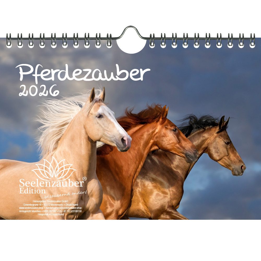 Seelenzauber Wandkalender Pferdezauber DIN A5 Kalender für 2026 Pferde und Fohlen - Seelenzauber