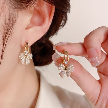 ANLÜDE Paar Ohrhänger Damen Perle Schmetterling Elegante Ohrringe 1Paar (2-tlg)