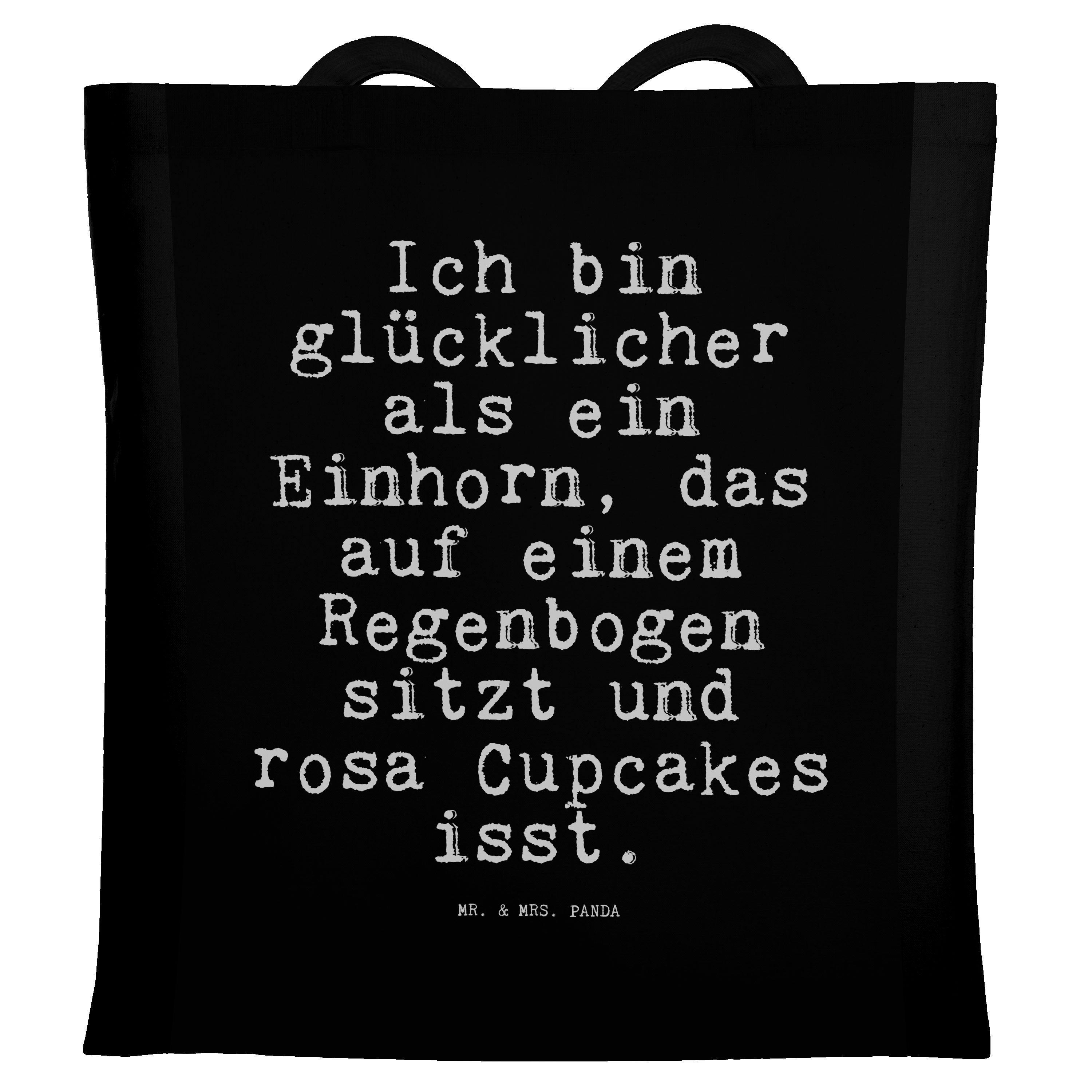 & Ich - Geschenk, als... Panda Mr. - glücklicher bin Fantasiewel Einhorn, (1-tlg) Tragetasche Mrs. Schwarz