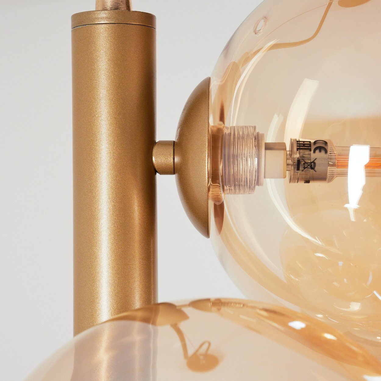 Goldfarben/Champagnerfarben, modernen Design Deckenlampe aus hofstein ohne Hängeleuchte Leuchtmittel, »Garaguso« Glasschirmen, im in mit 5xG9 Metall/Glas Leuchte