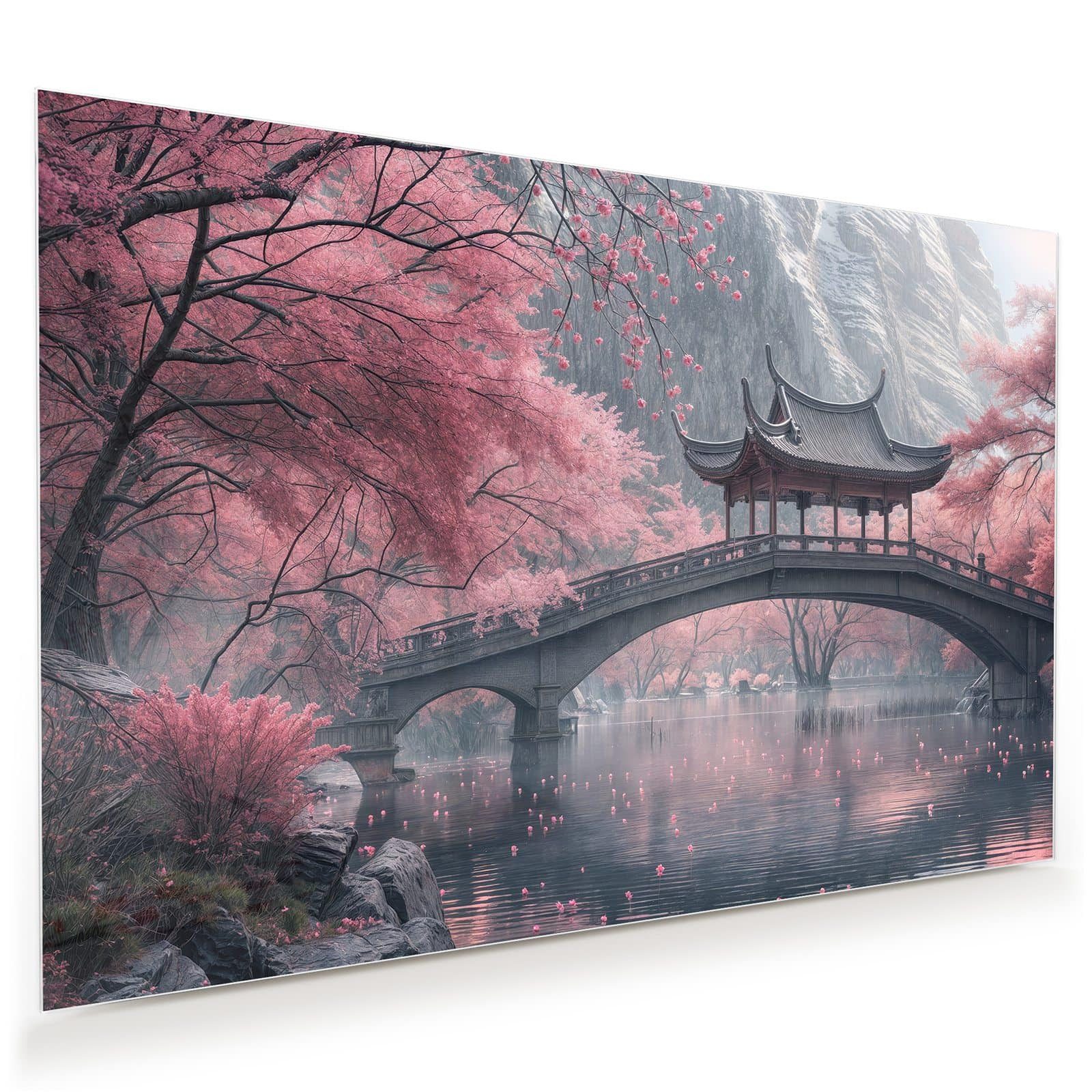 Primedeco Glasbild Wandbild Japanischer Garten mit Aufhängung, Bergwelten & günstig online kaufen