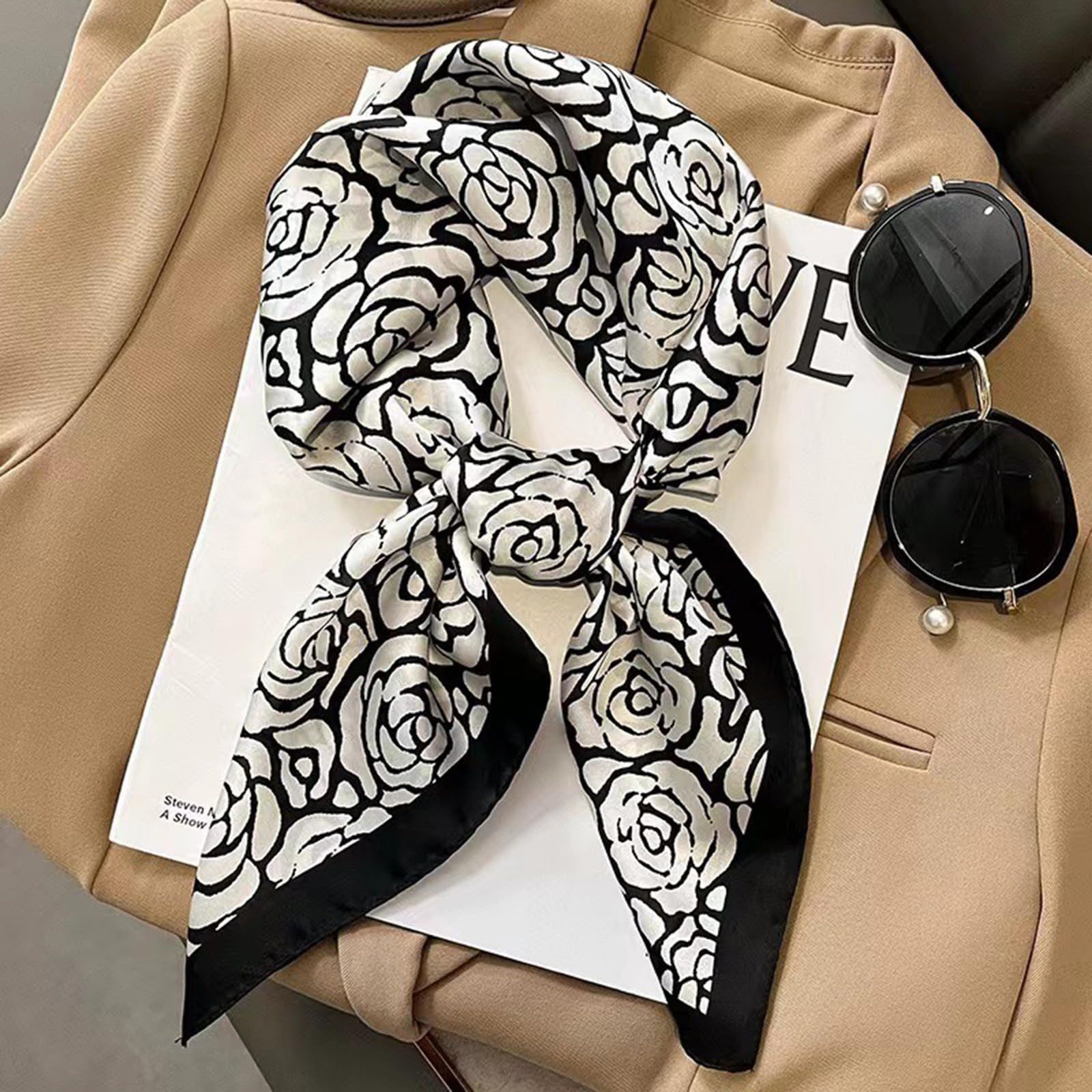 Zaewry Seidentuch Damen Seide Gefühl Schal Halstuch Schal Frauen Scarf Bandana, (1-St), Taschentuch Ansatz Handgelenk – Bild 5 von 5