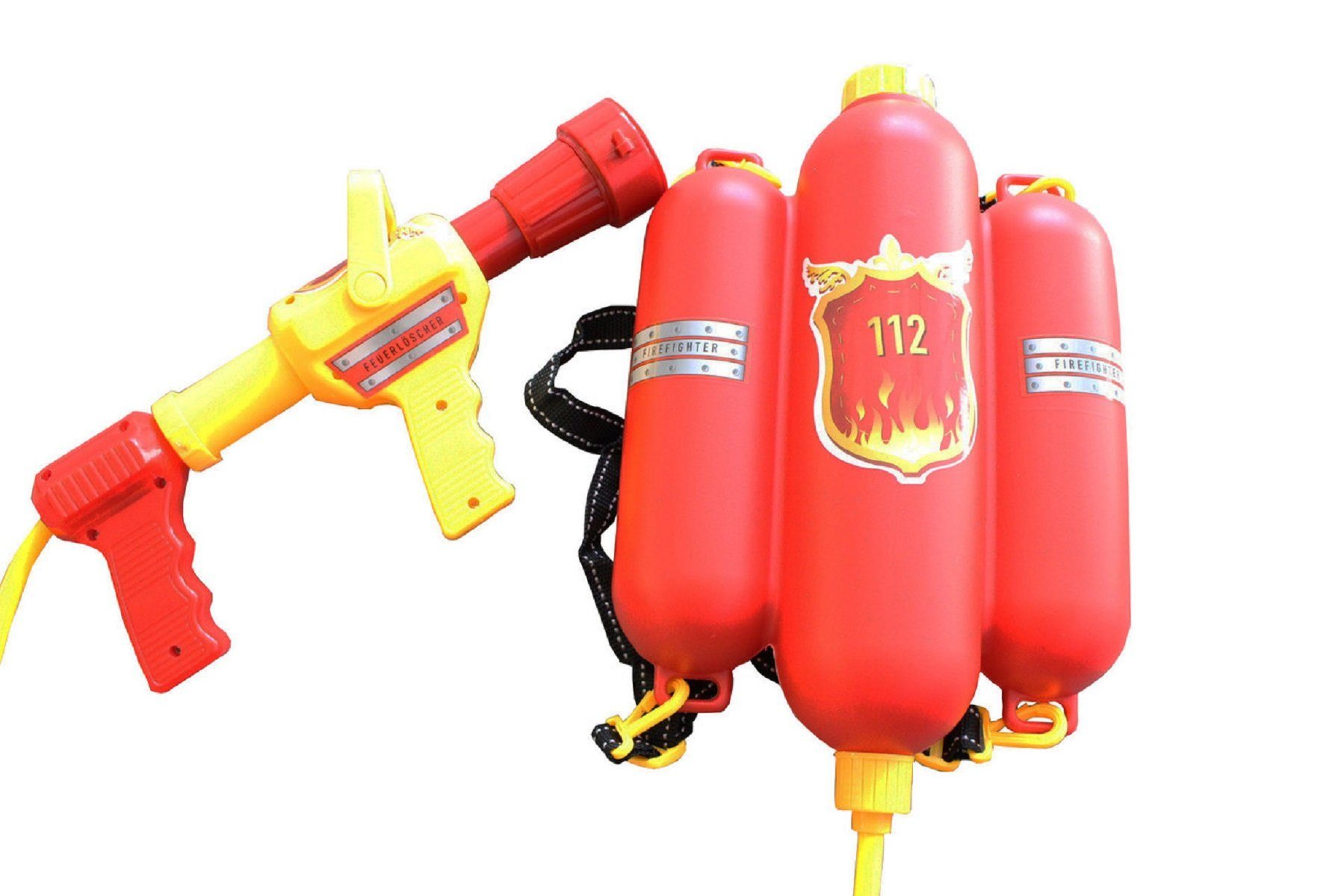 Idena Spiel-Wassersprenkler Idena Feuerwehr 40 Wasserspritze verstellbarer und cm ca. Düse mit Wassertank 2,2 Liter