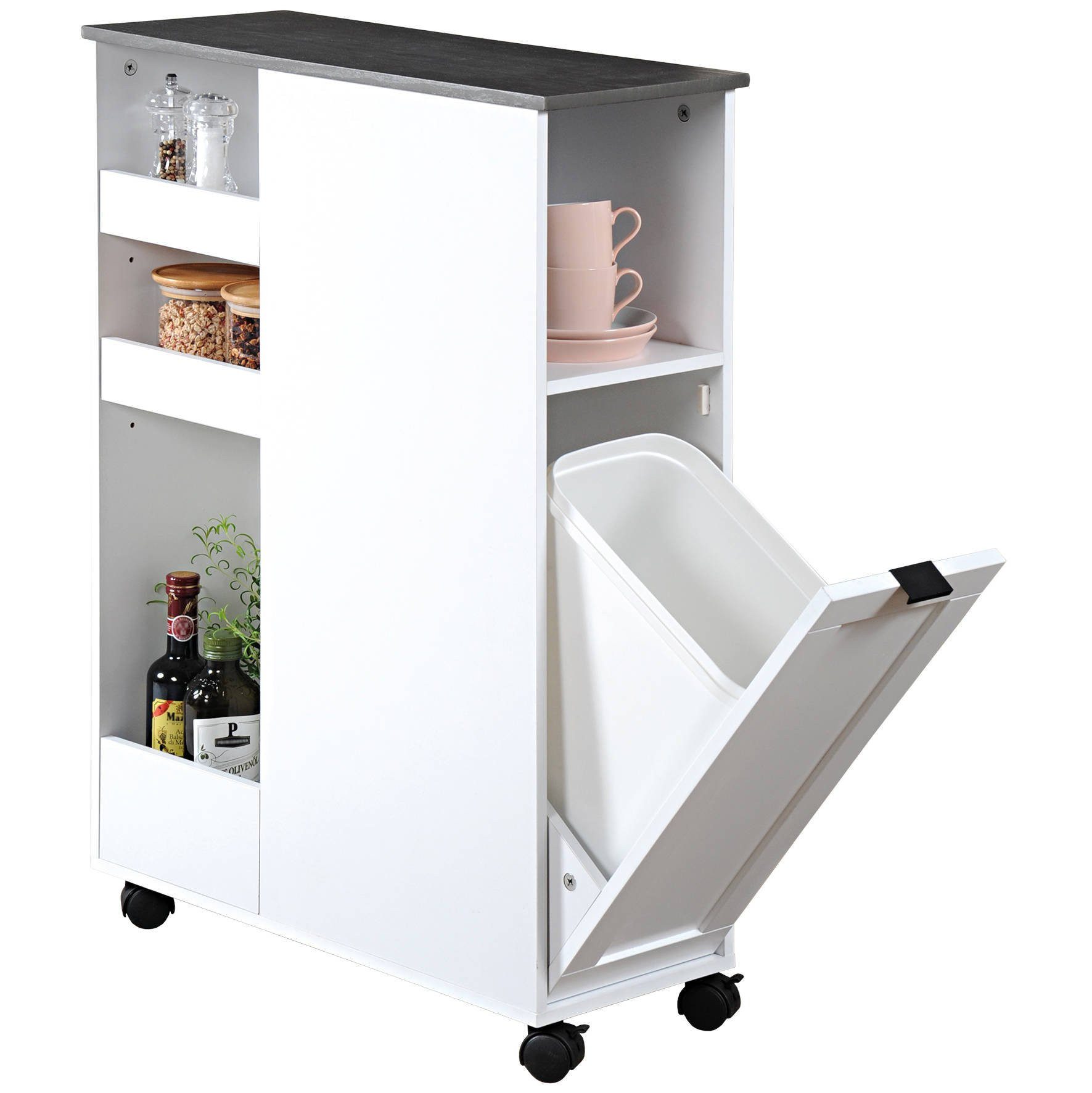 Kesper Küchenwagen Küchenwagen mit Abfalleimer, weiß, KESPER