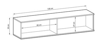 MOEBLO TV-Board Dayn RTV - 135 MDF (Moderne Hängeschrank Lamellen Lowboard Fernsehtisch TV Bank, RTV-Schrank mit goldenen Einsätzen TV Tisch Fernseher Tisch TV Möbel), (HxBxT):30x135x32cm