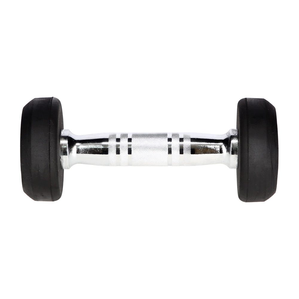 HMS Hantel Rundhantel Gummihantel Krafttraining, (Spar-Set, 2 kg bodenschonend), Gummiummantelung, gerändelter Chromgriff