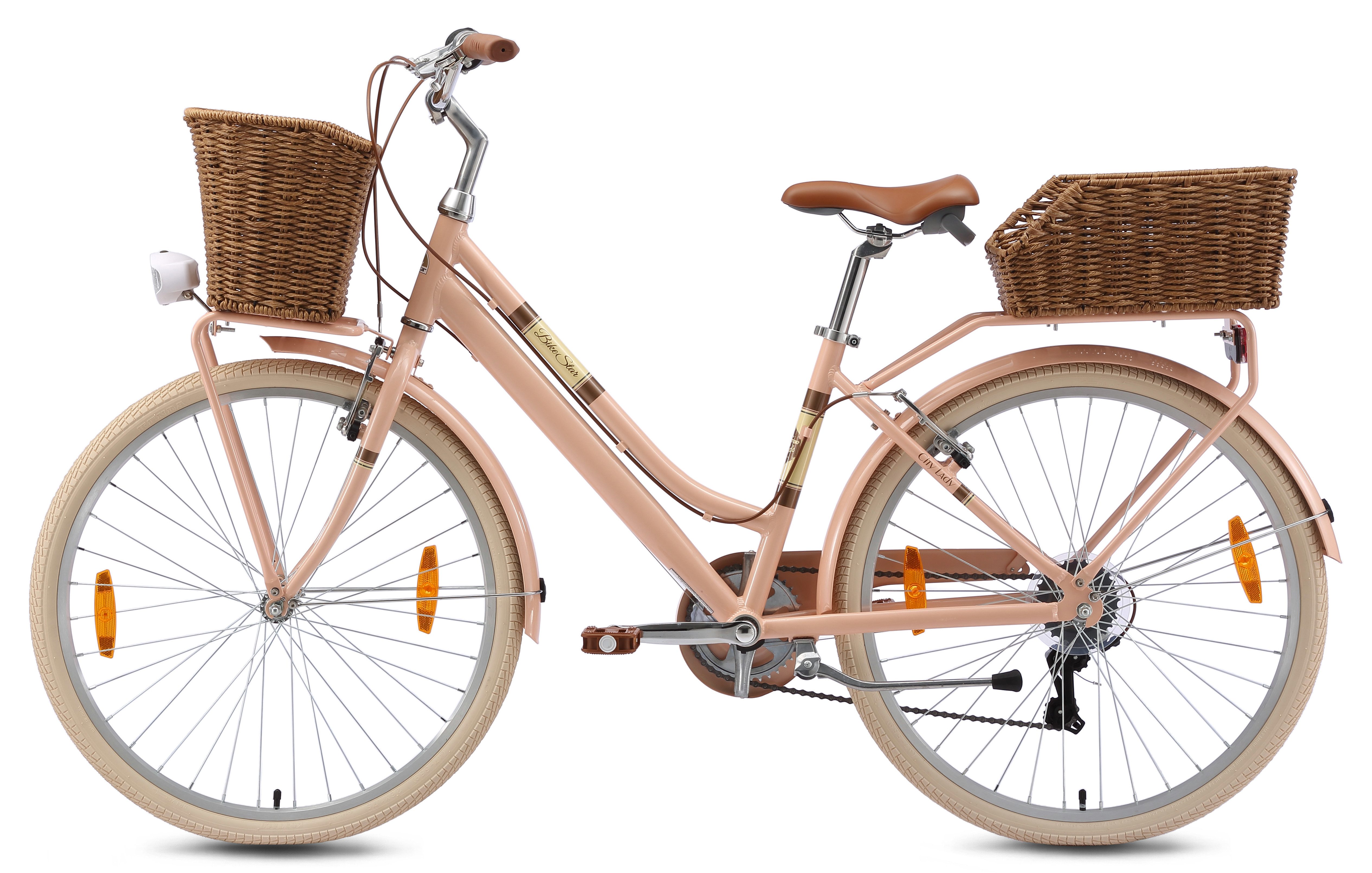 Bikestar Cityrad, 7 Gang Shimano RD-TY21 Schaltwerk, Kettenschaltung, für Damen, Kettenschaltung