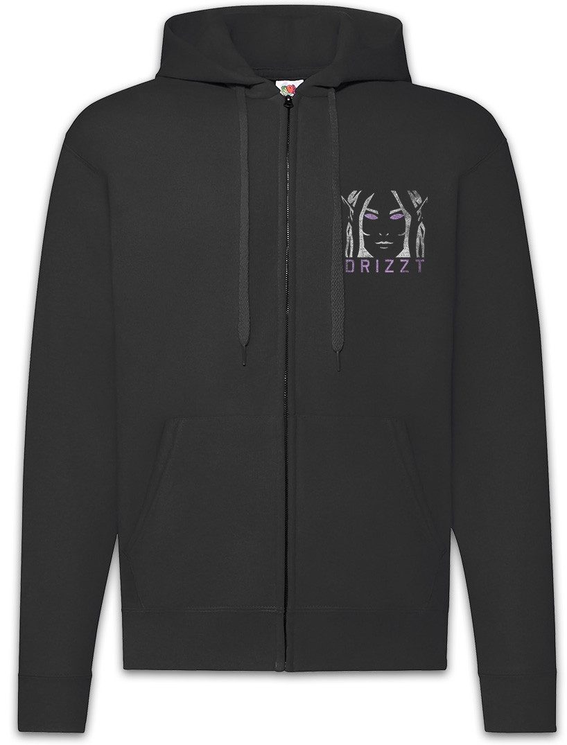 Sweatjacke Dark Elf Face Zipper Hoodie The Legend Drow Drizzt Dark Elf Trilogy