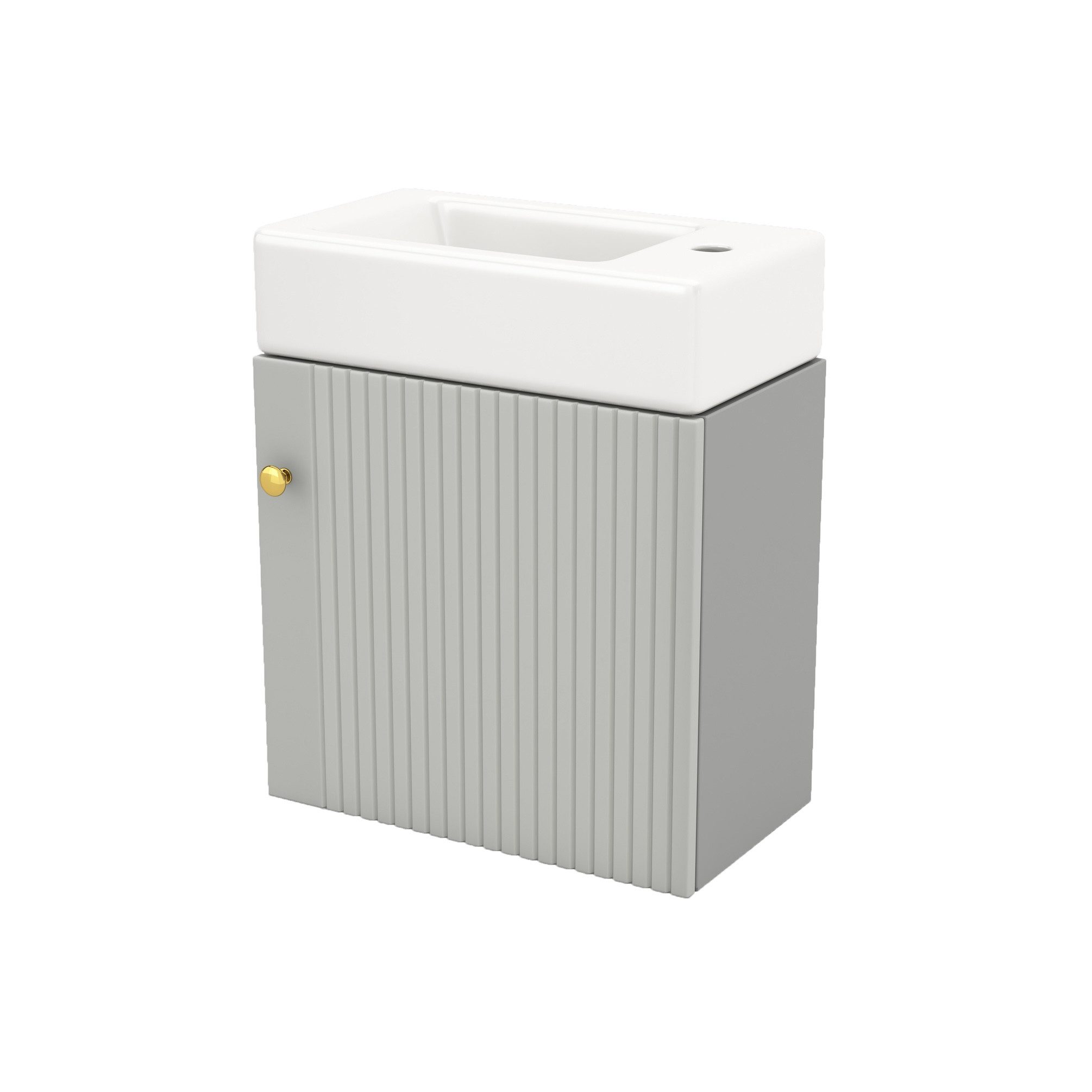 SOFTWEARY Waschtisch inkl. Waschbecken, Badmöbel in Breite 46 cm, Badschrank, Waschplatz