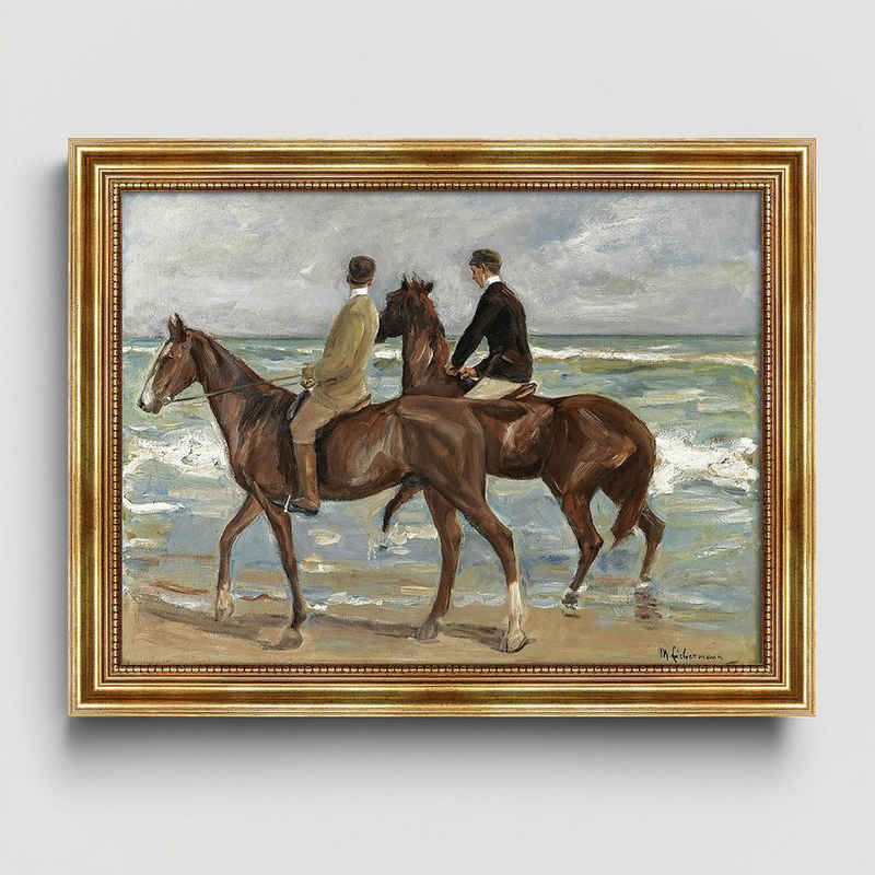 Dekomundo® Bild mit Rahmen Zwei Reiter am Strand von Max Liebermann Leinwandbild mit Rahmen