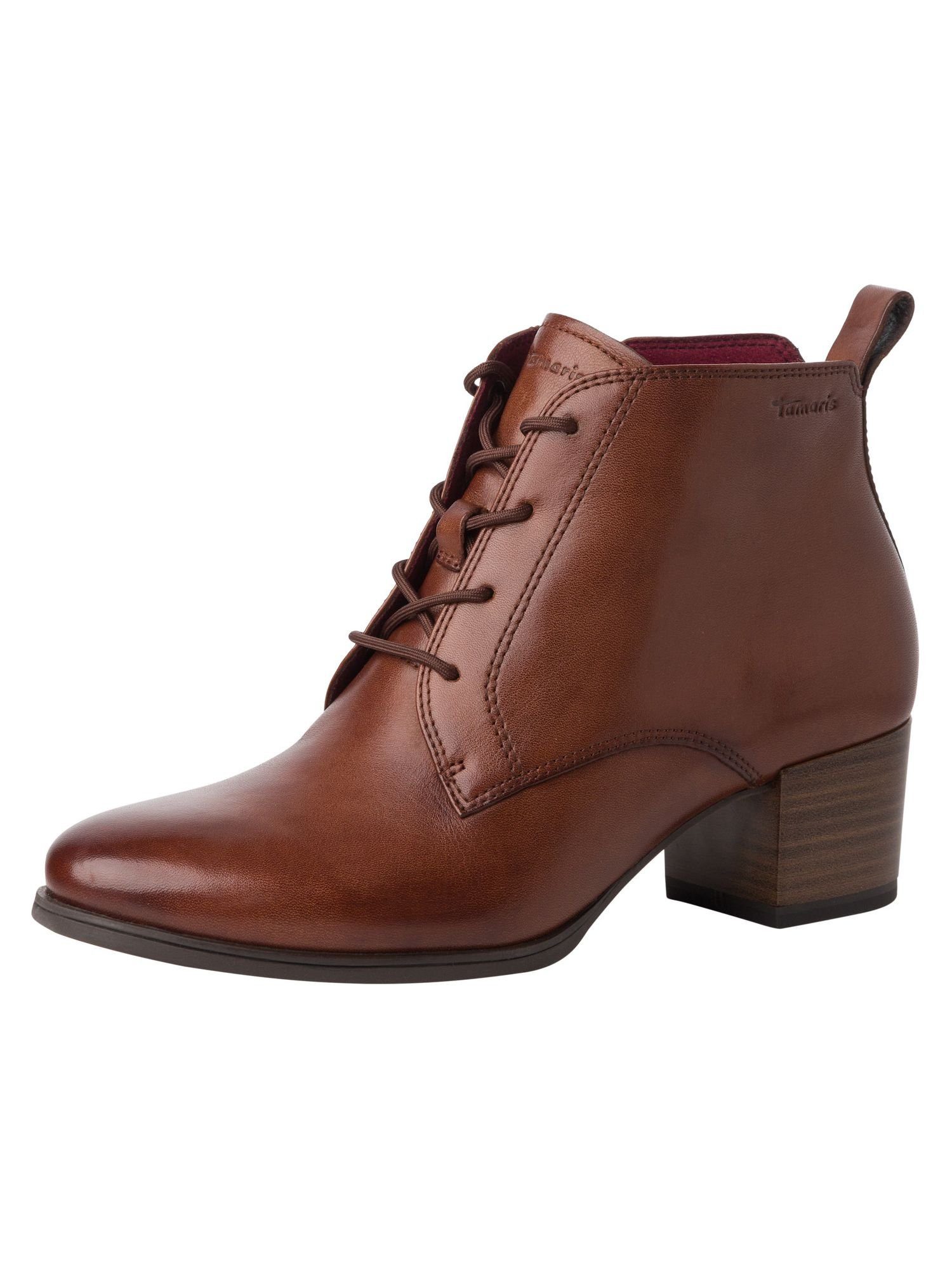 Tamaris TOUCH-IT aus Leder Blockabsatz 1-25131-43 Schnürstiefelette TOUCH-IT