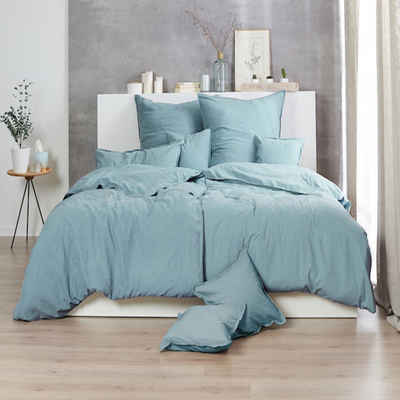 Bettwäsche Bettwäsche Bezug Top Farben Uni Trend, Miovani, Baumwolle, verwaschener Look