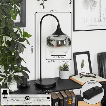 hofstein Tischleuchte »Saltusio« moderne Nachttischlampe in Schwarz/Rauchfarben/Klar, ohne Leuchtmittel