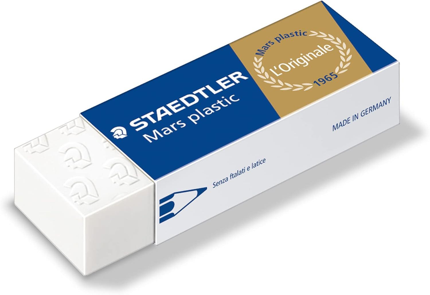 STAEDTLER Radiergummi Radierer aus Kunststoff, weiß, 65 mm Länge, Für präzises und sauberes Radieren