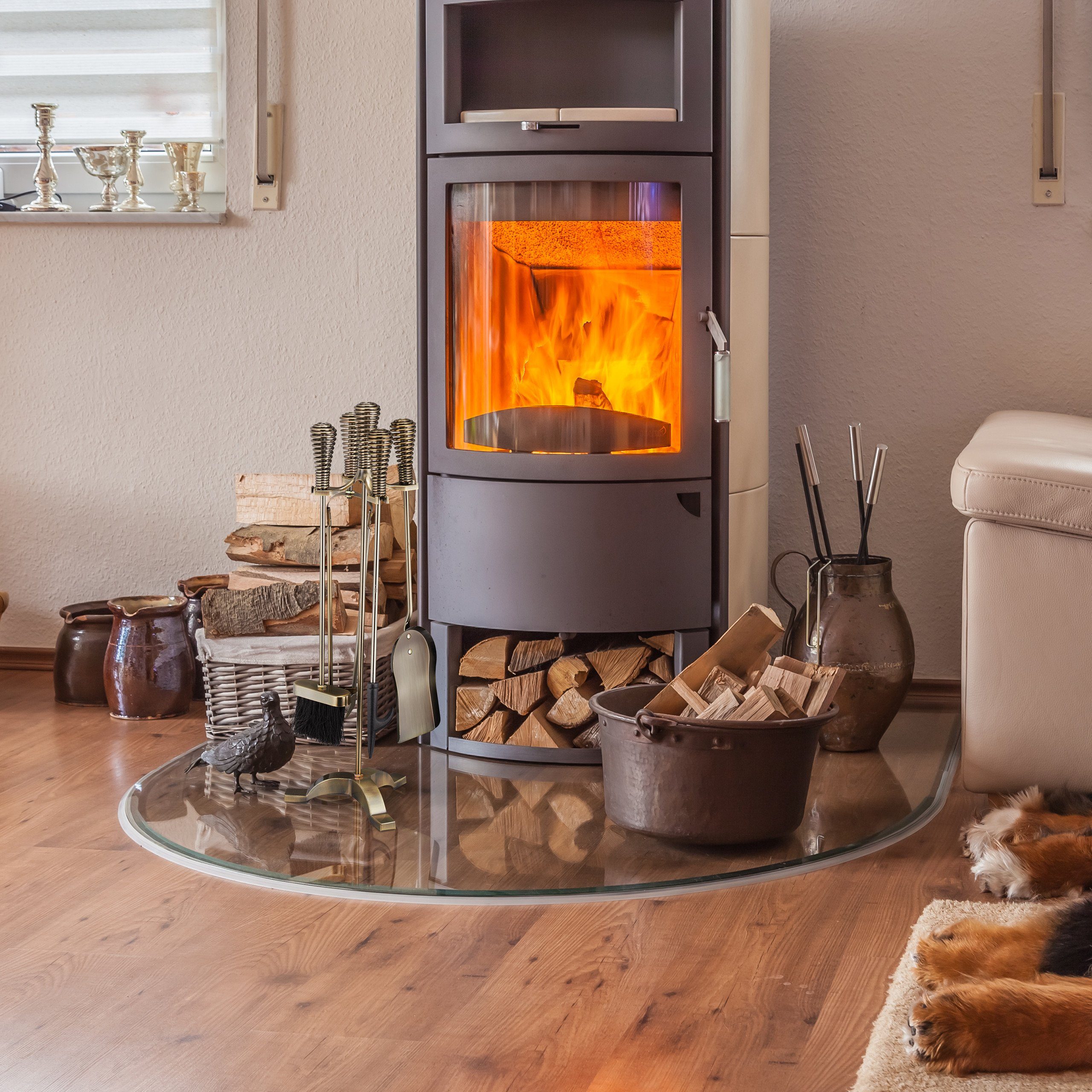 relaxdays Kamingarnitur 5-teiliges Kaminbesteck in Gold, günstig online kaufen