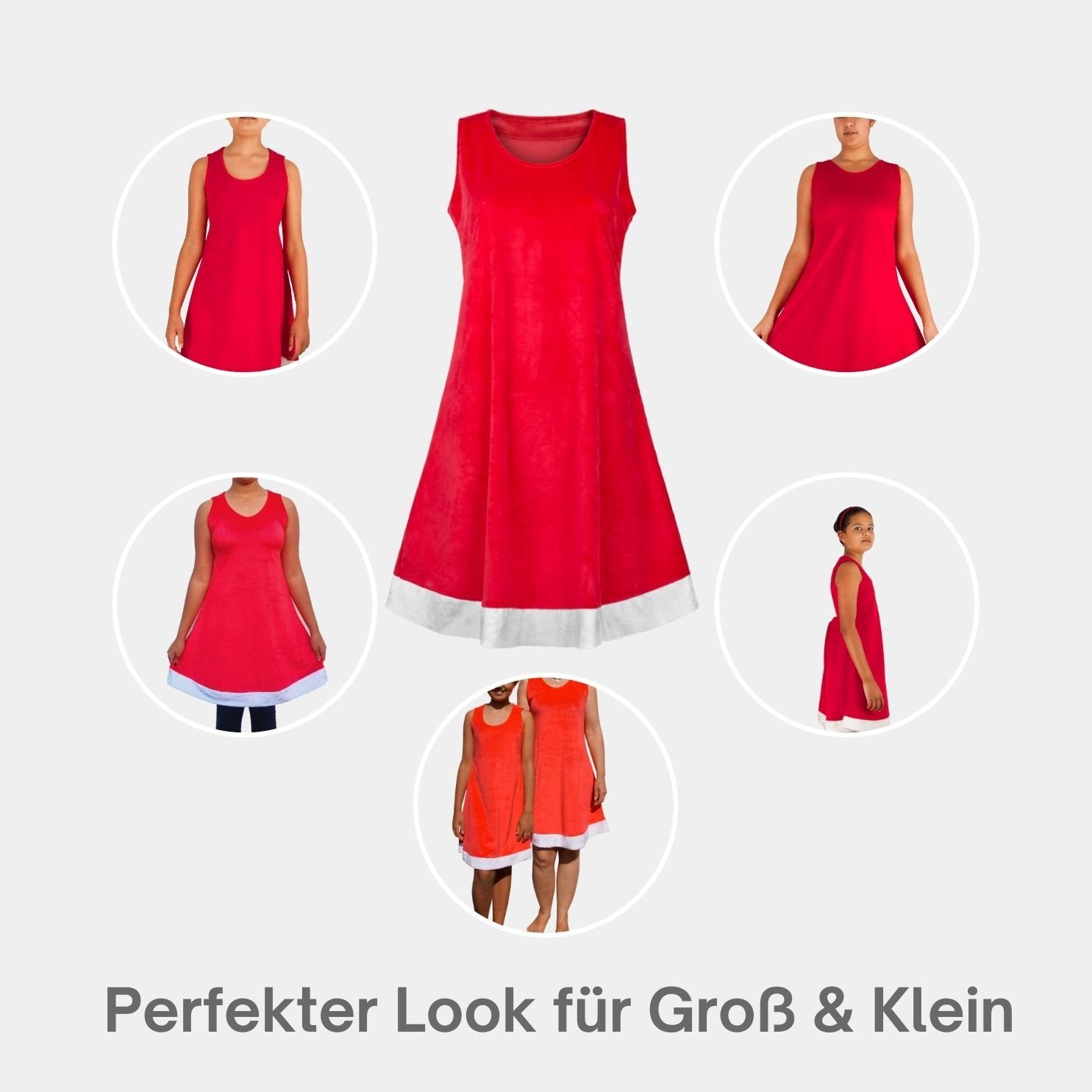 rot,Partnerlook Abendkleid Damen Mutter-Tochter Berlinsel Kleid für Weihnachtskleid Partykleid Festtagskleid Weihnachtsfeier,Weihnachtsfotos,Weihnachtsgeschenk