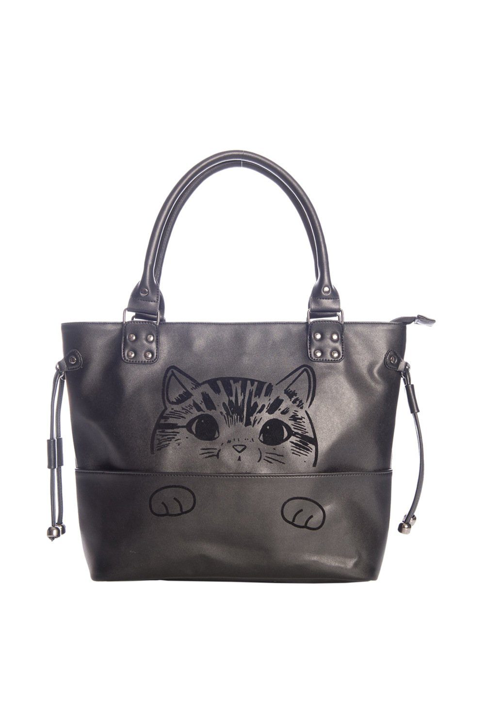 Banned Handtasche Delicatty, Samt beflockter Katzen Print