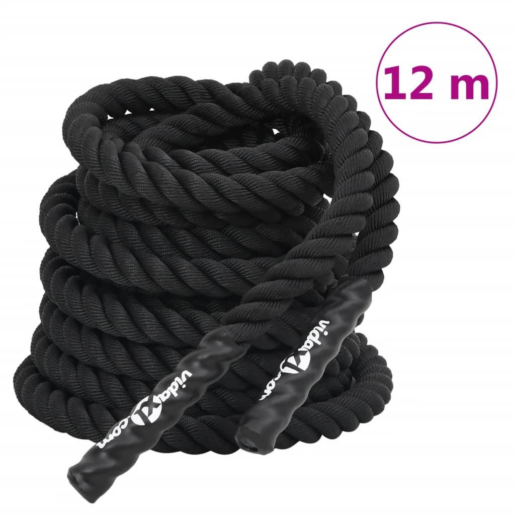 vidaXL Hantel 12 m Kampfseil Schwarz 12 m 9 kg Polyester