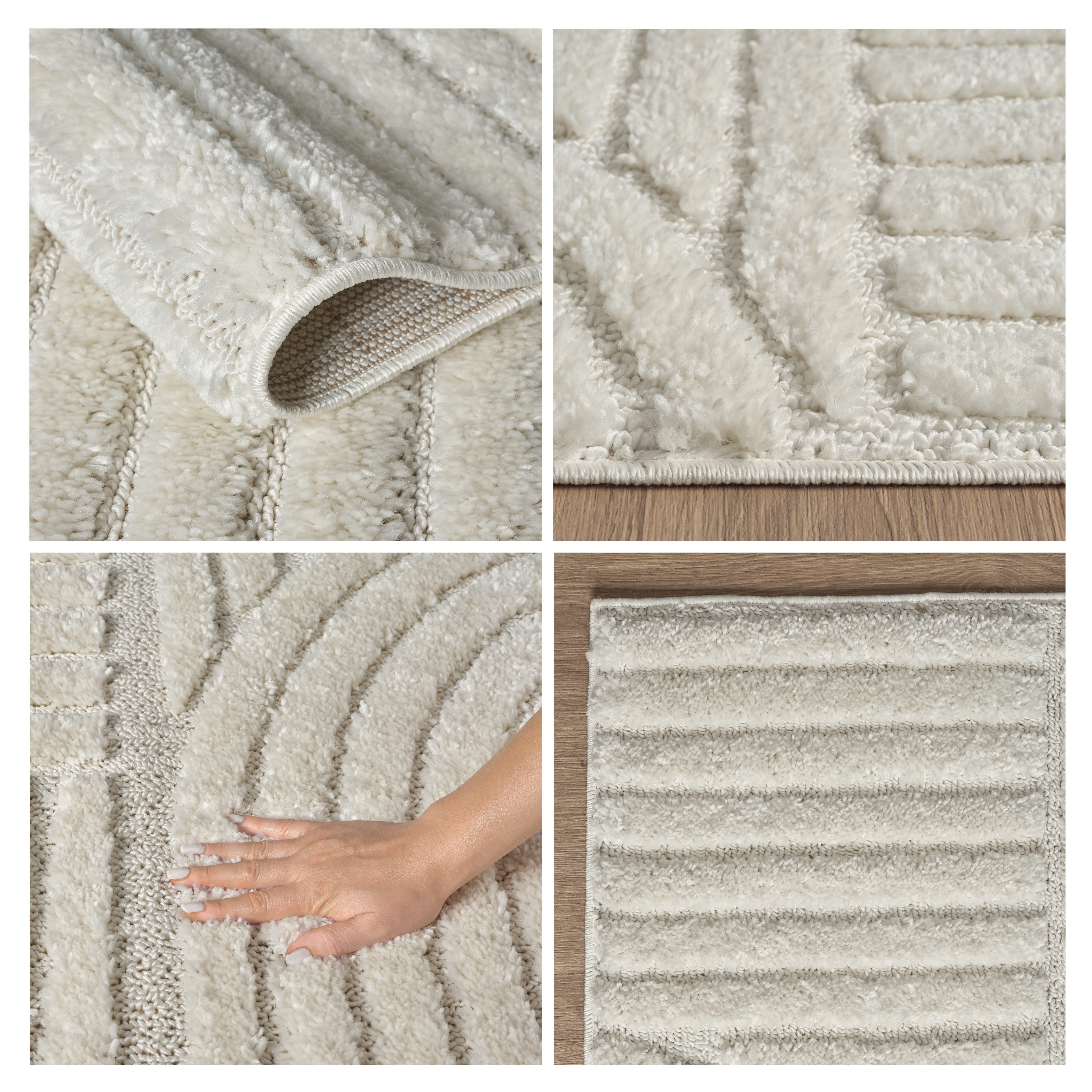 OTTO home Teppich Jonne, Boho-Design, Scandi, Designteppich, rechteckig, Höhe: 20 mm, Hoch-Tief, 3D Optik, skandinavischer Stil, Wohnzimmer, Schlafzimmer