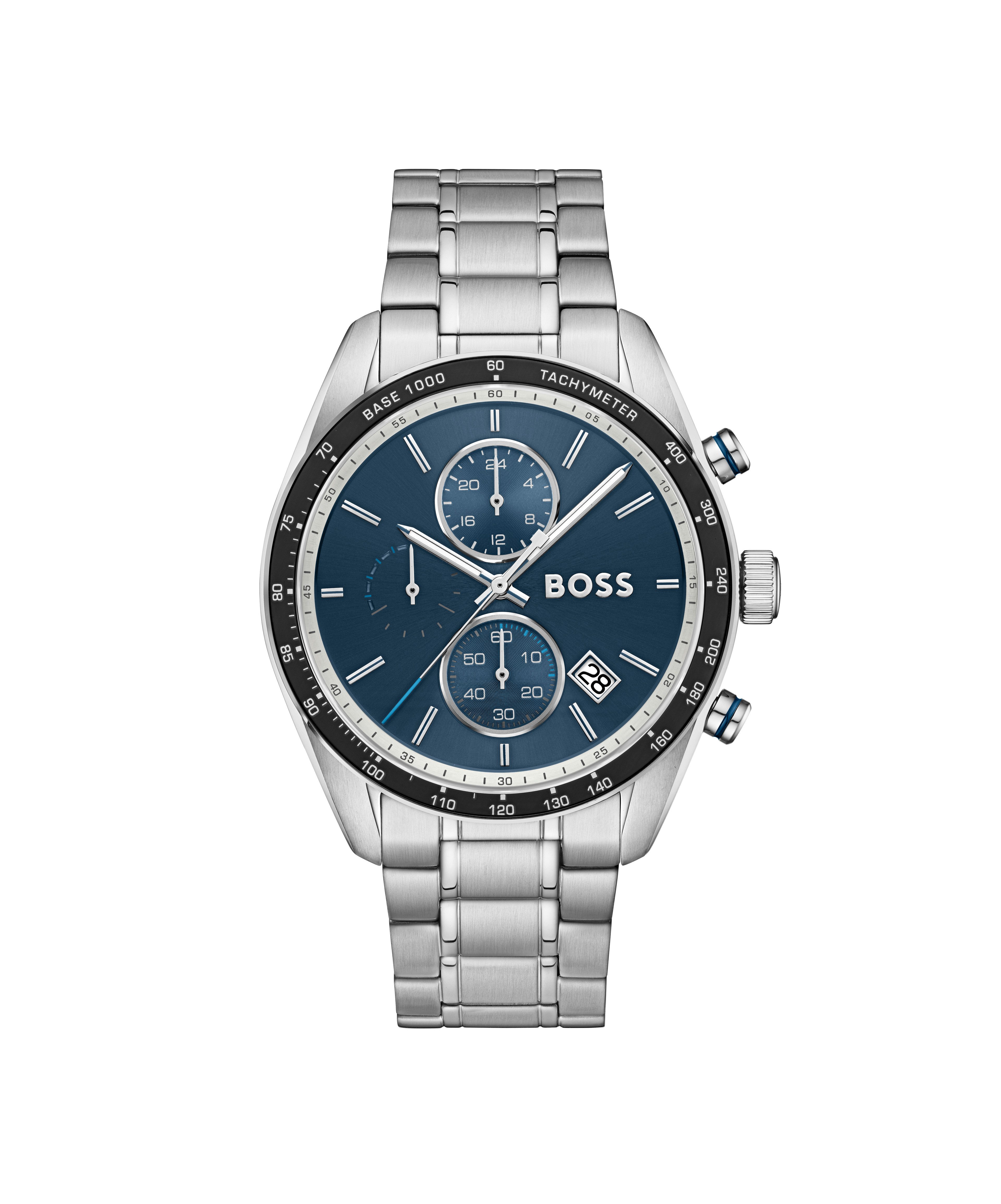 BOSS Chronograph GRAND PRIX 1514344, Quarzuhr, Armbanduhr, Herrenuhr, Edelstahlarmband, analog, Tag