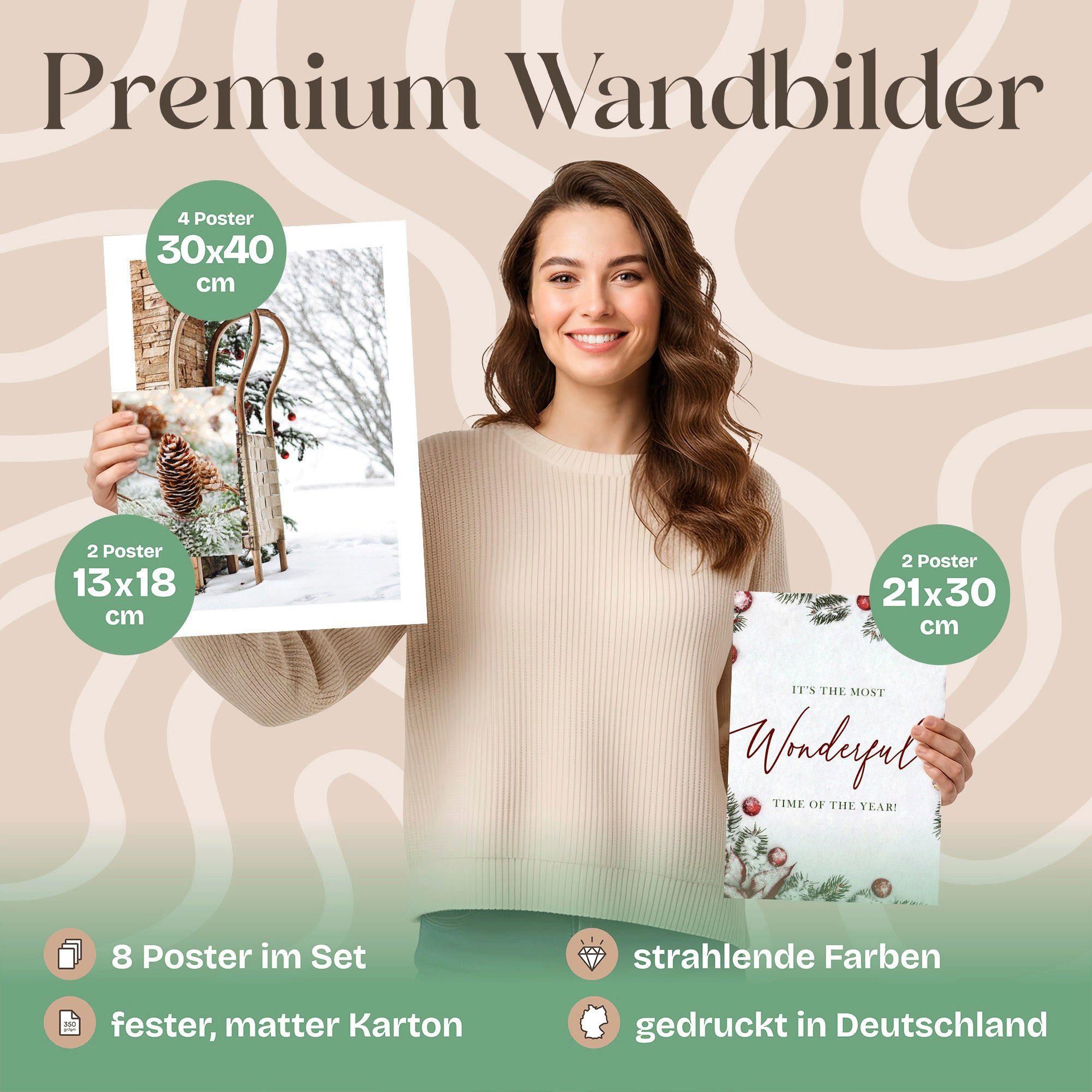 ARTFAVES Bilder-Collage Poster Set Christmas Time I mehrteilige Bilderwand I Wandbilder Weihna, (Wandbilder modern, 8 St)