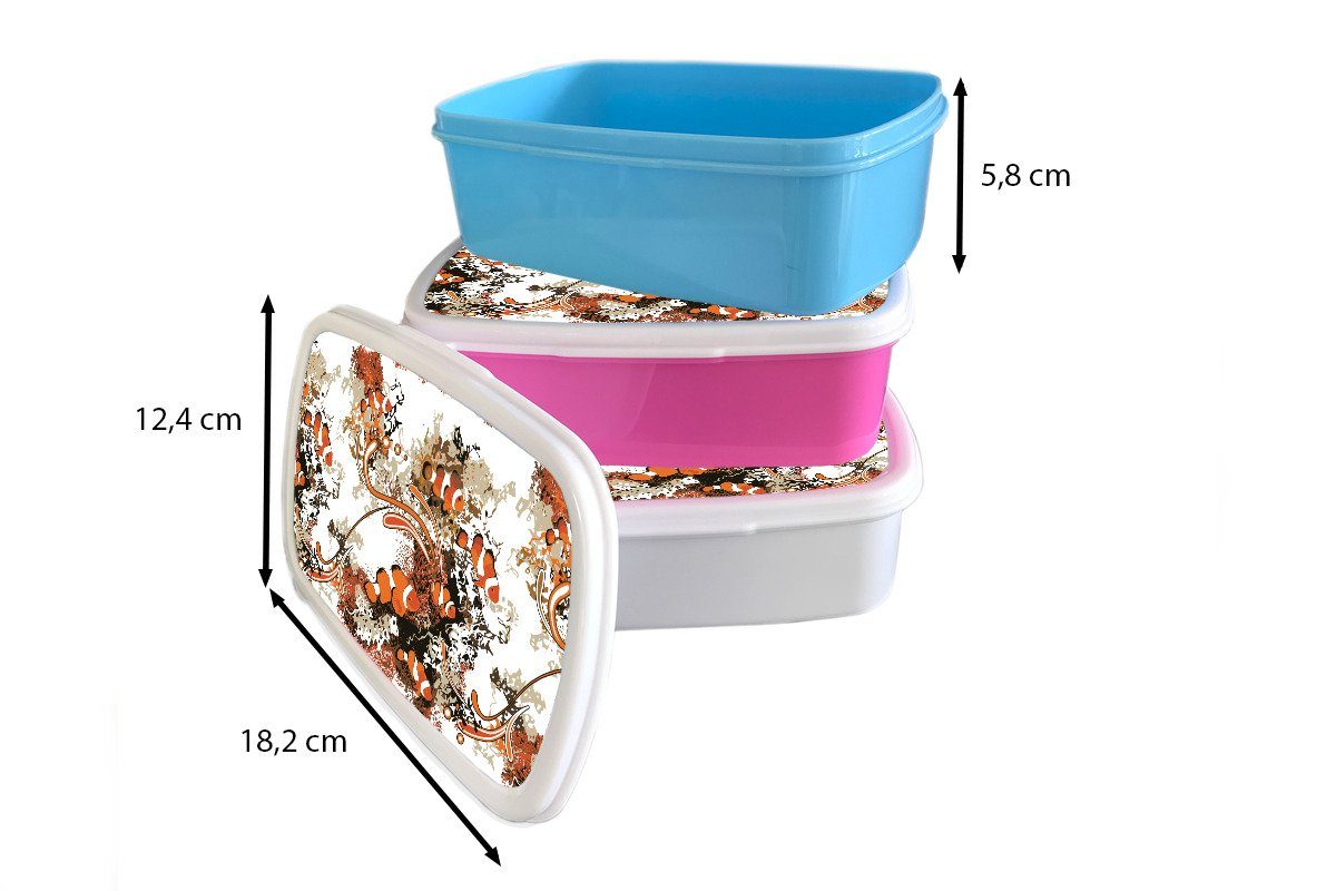 Lunchbox (2-tlg), Muster, - Kunststoff, Fisch Brotbox Koralle Öffentlich Kunststoff Erwachsene, - Mädchen, für rosa - MuchoWow Kinder, Brotdose Snackbox,