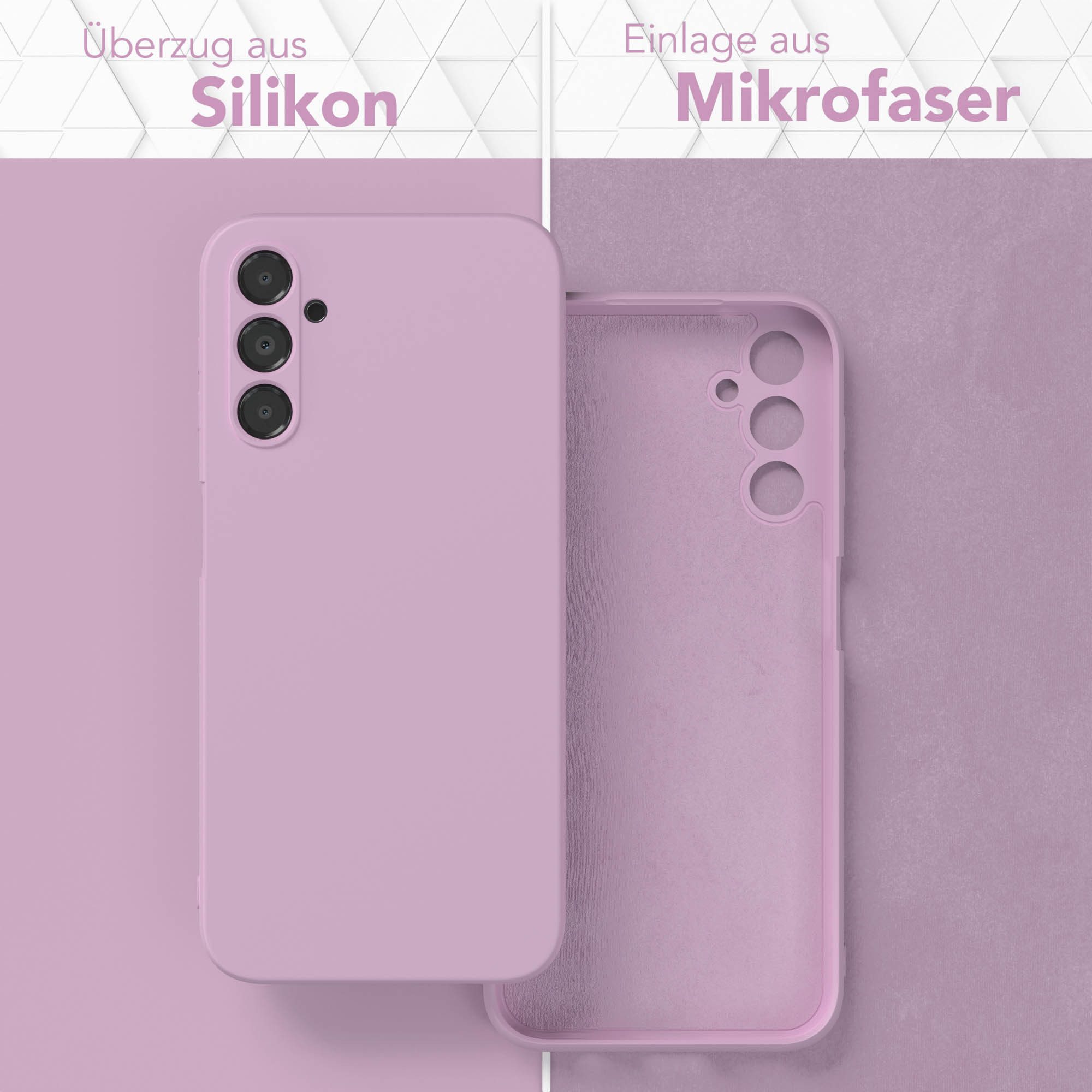EAZY CASE Handyhülle für Samsung Galaxy A14 5G Hülle Silikon 6,6 Zoll, Hülle mit Kameraschutz Handycase Soft Smart Slimcover Lila / Flieder
