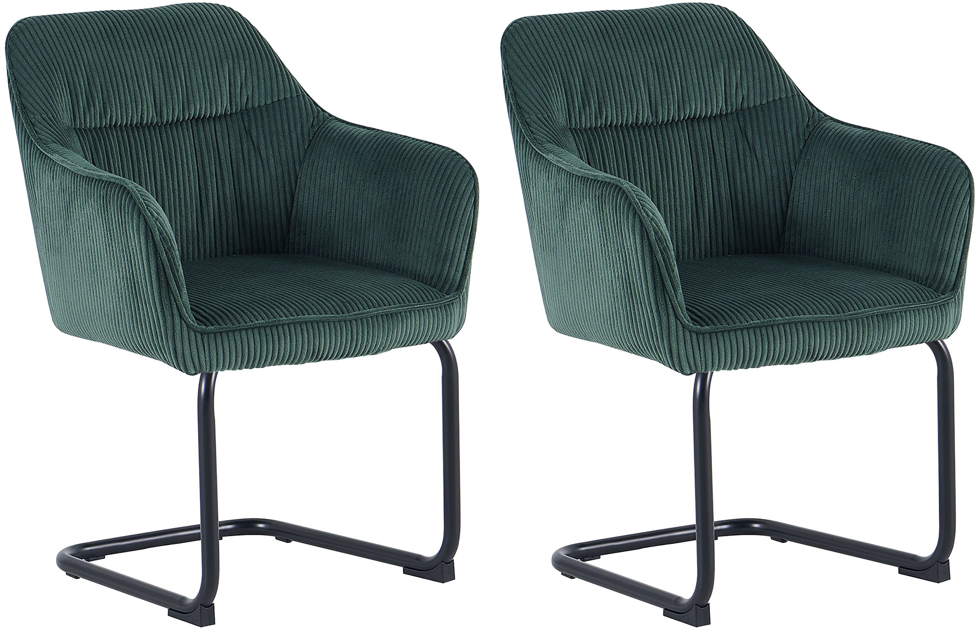 byLIVING Freischwinger ELBA (Set, 2 St), Grob-Cord, 110 kg, 180° drehbar Rückholfunktion, Schwingstuhlgestell