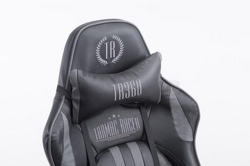 TPFLiving Gaming-Stuhl Limitless mit bequemer Rückenlehne - höhenverstellbar und 360° drehbar (Schreibtischstuhl, Drehstuhl, Gamingstuhl, Racingstuhl, Chefsessel), Gestell: Metall chrom - Sitzfläche: Kunstleder schwarz/grau