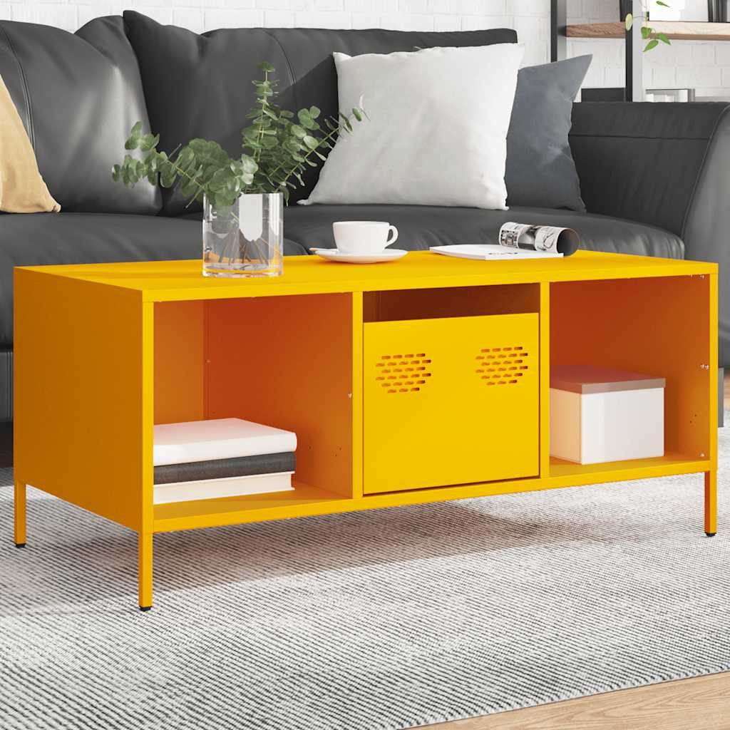 vidaXL Couchtisch Couchtisch Senfgelb 101,5x50x43,5 cm Kaltgewalzter Stahl (1-St)