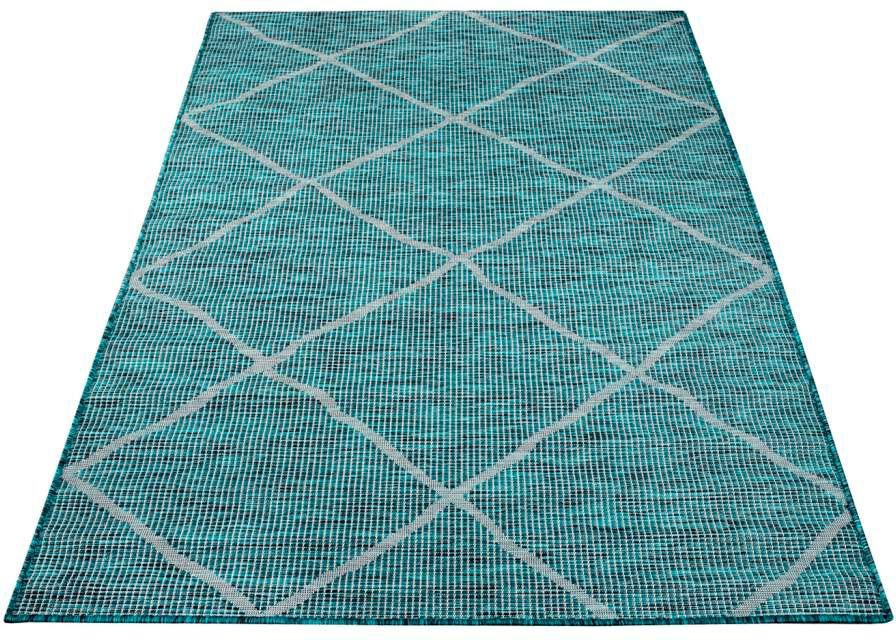 abweichen flach Carpet für Teppichmaß +/- Höhe: 5 Palm, Balkon, Wetterfest gewebt, mm, rechteckig, City, cm Küche, kann Teppich Terrasse, UV-beständig, das 5 &