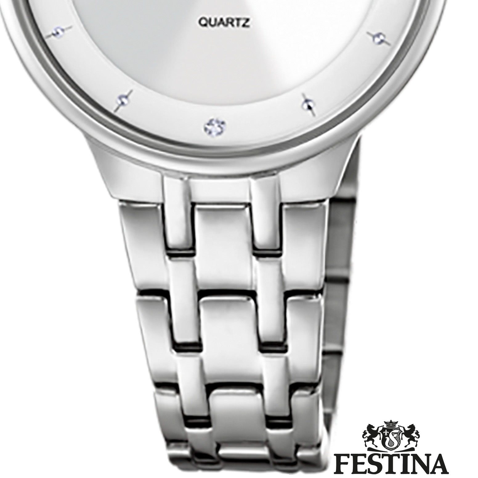 Festina Quarzuhr Festina Damenuhr Mademoiselle, (Analoguhr), Damen Armbanduhr rund, Edelstahlarmband silber, Fashion