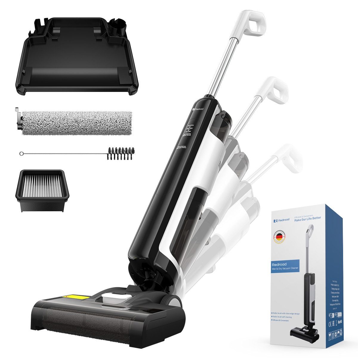 redroad Nass-Trocken-Akkusauger 2026 Nass Trockensauger 18000Pa nasssauger mit Elektrolyse Technologie, 250 W, Elektrolyse-Technologie – kraftvolle Reinigung ohne Chemikalien