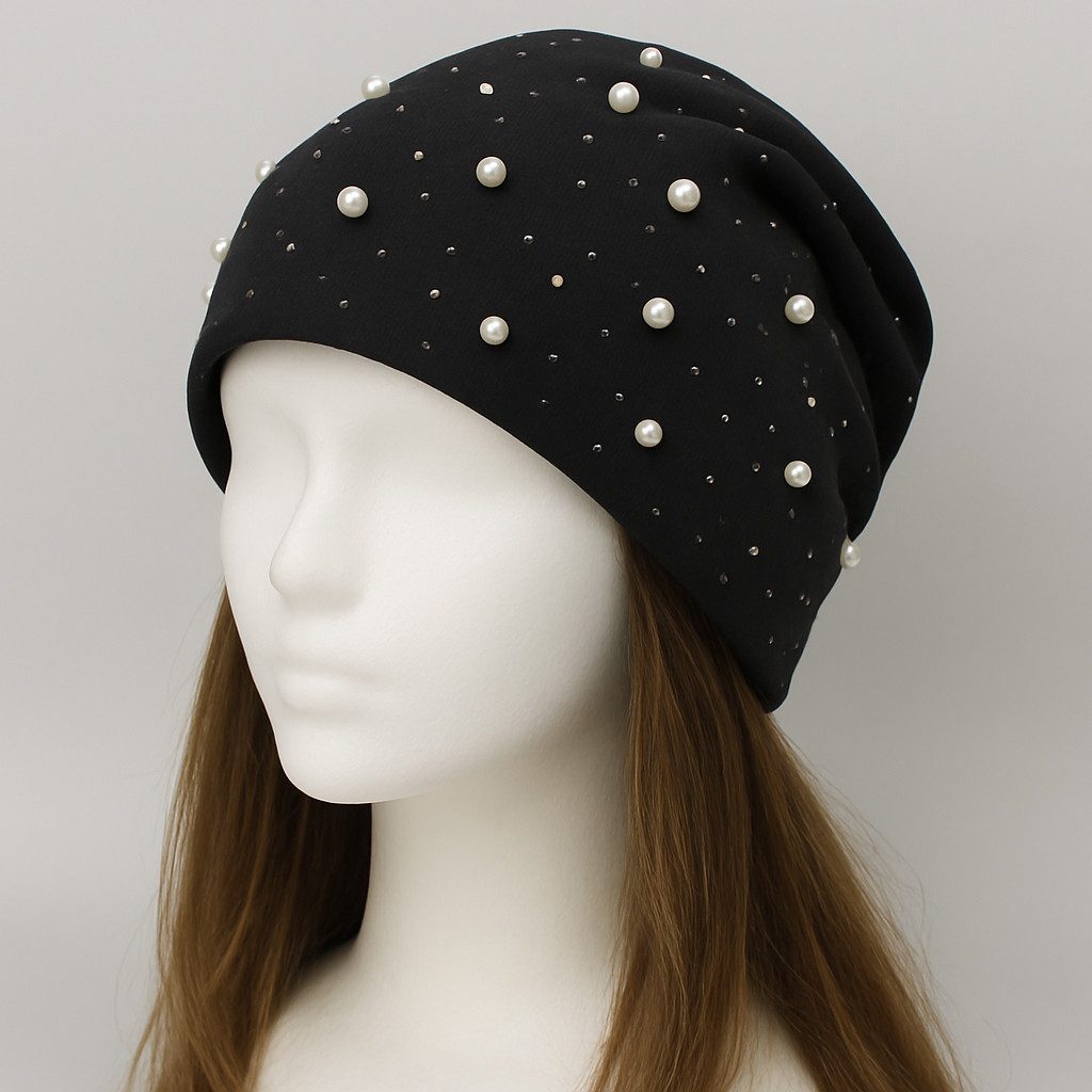 dy_mode Beanie Damen Beanie Mütze mit Kunstperlen Glitzer – Gefütterte Beaniemütze mit Innenfutter