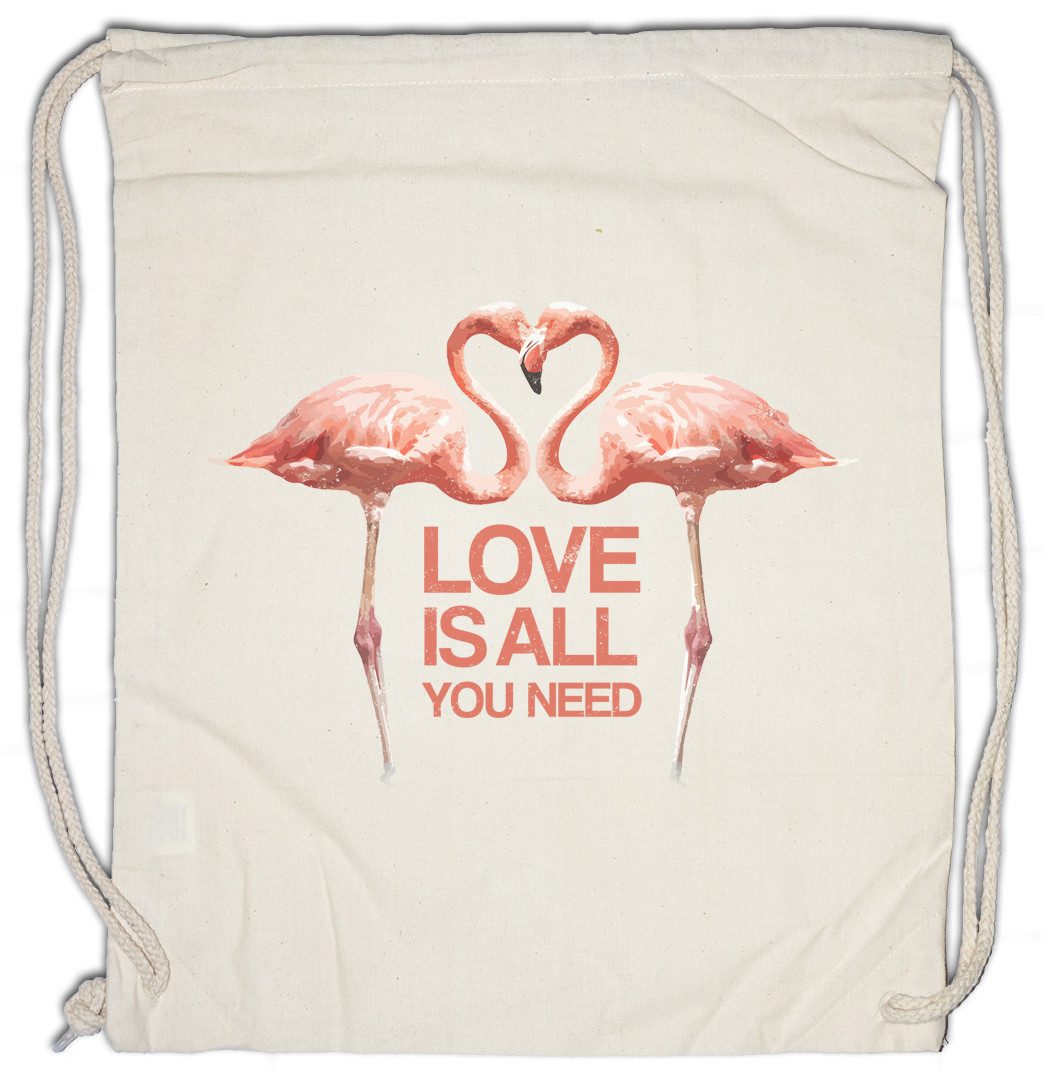 Turnbeutel Love Is All You Need Flamingos Turnbeutel Flamingo Herz Love Liebe