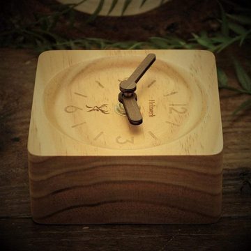 Holzwerk Tischuhr ARNEBURG eckige designer retro Tisch Uhr aus Holz in beige
