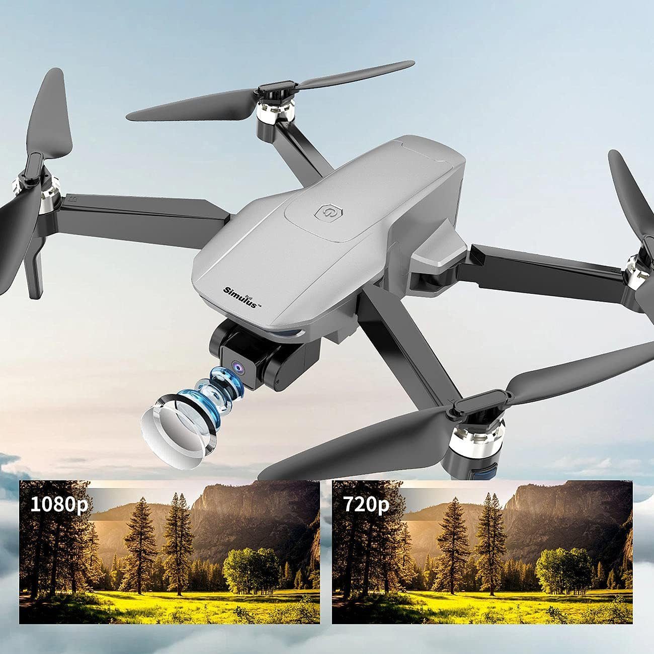 GPS-Drohne, Faltbare Brushless-Motor) Drone (4K, Simulus Drohne 4K-Cam -Abstandssensor,
