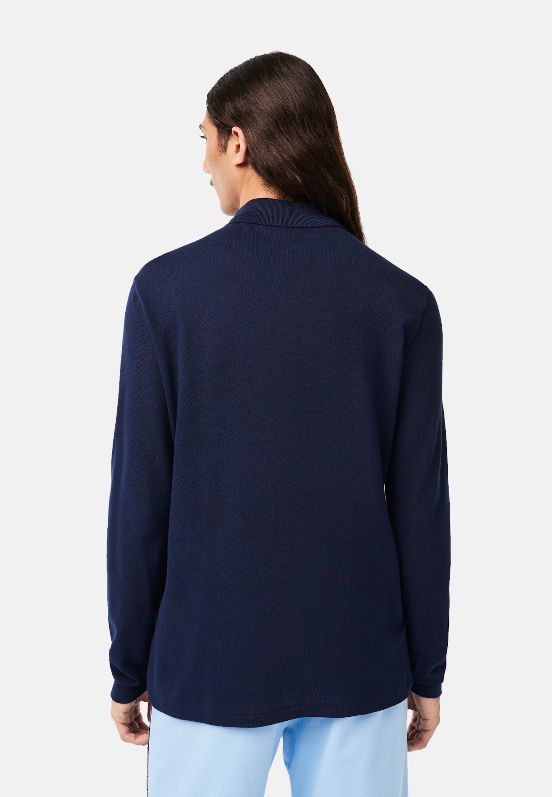 Lacoste aus Poloshirt Piqué mit Petit Poloshirt dunkelblau (1-tlg) Langarmpoloshirt