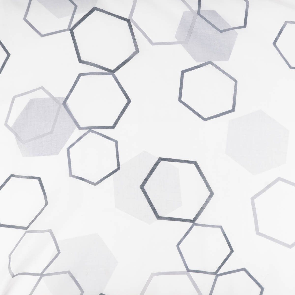 SCHÖNER LEBEN. Stoff Gardinenstoff Batist-Optik transparent Hexagon weiß grau 148cm Breite, made in Germany