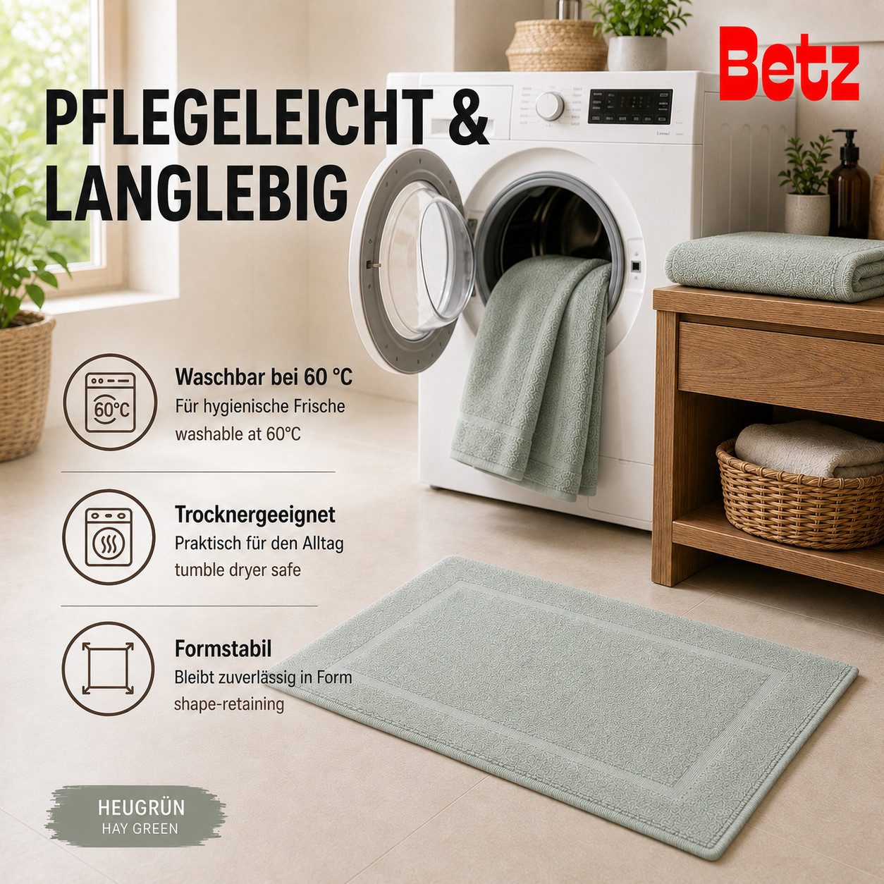 Betz Badematte 2 Stück Badvorleger Premium Badteppich Größe 50x70 cm, unbeschichtet, beidseitig nutzbar, beidseitig nutzbar, Baumwolle, Qualität 650g/m² – Bild 5 von 5
