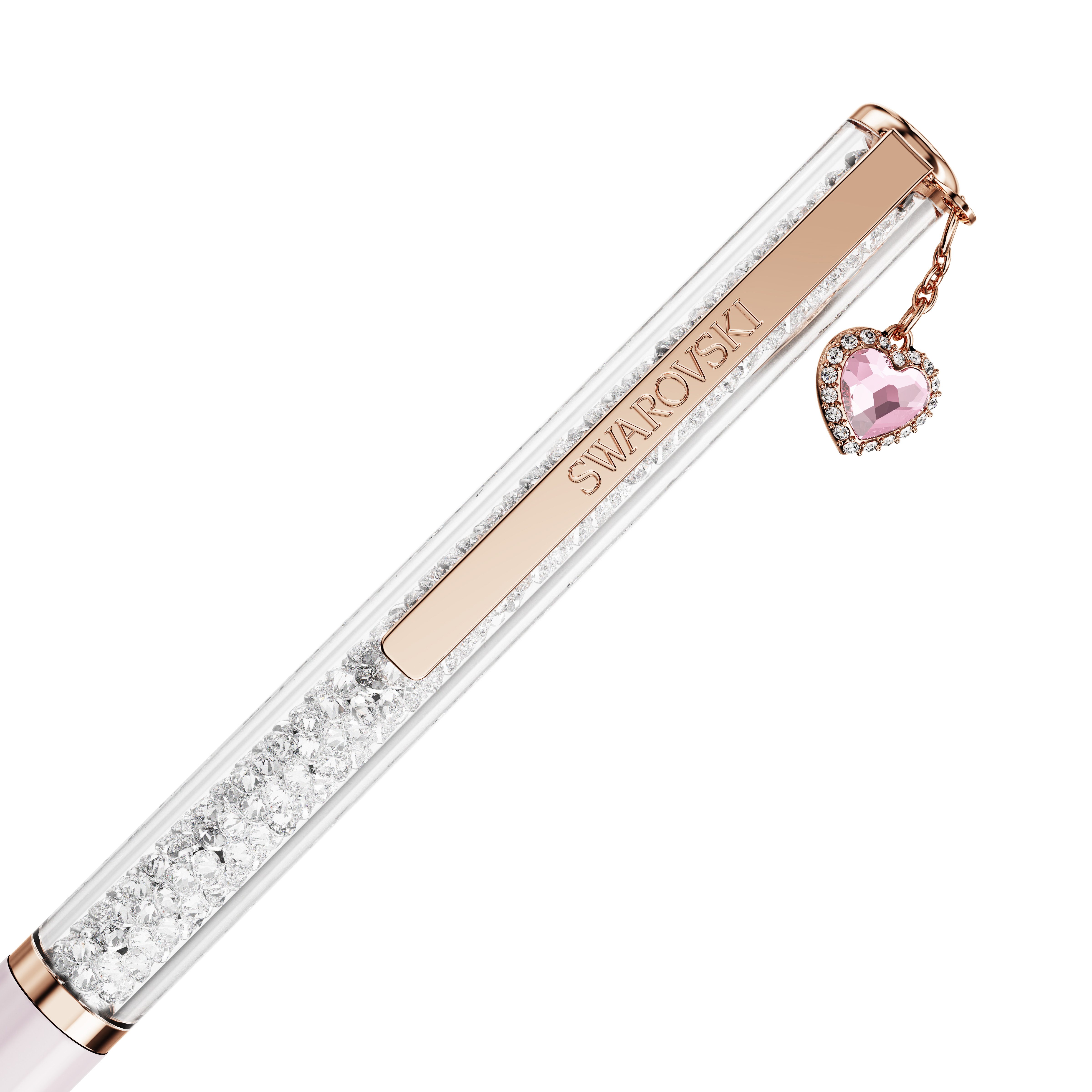 Swarovski Drehkugelschreiber Schreibgerät Geschenk CRYSTALLINE mit Herz-Charm, mit Swarovski® Kristallen