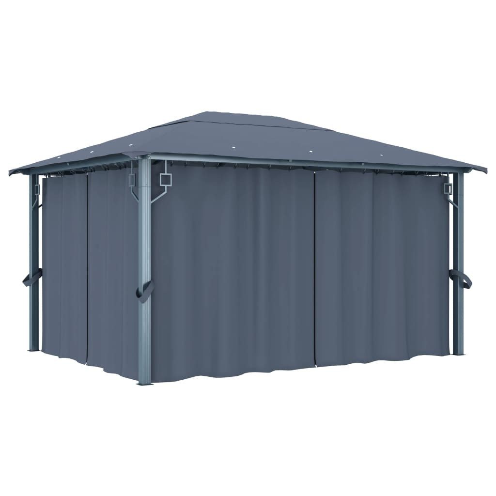 Thumbnail - vidaXL Pavillon, Partyzelt mit Vorhängen 400×300 cm Anthrazit Aluminium