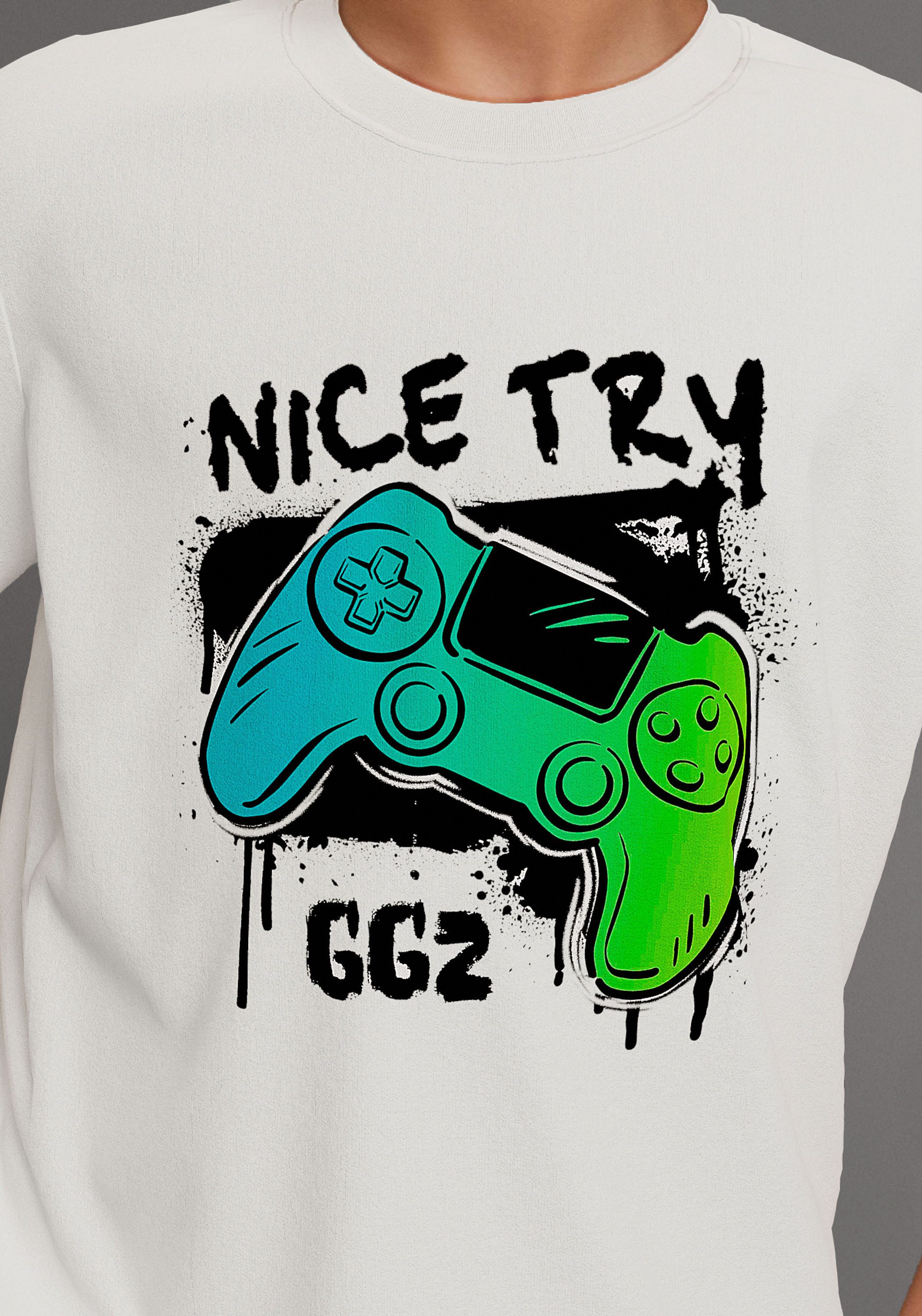 KIDSWORLD T-Shirt Gamer-Druck: NICE TRY, cooler Gamer-Print