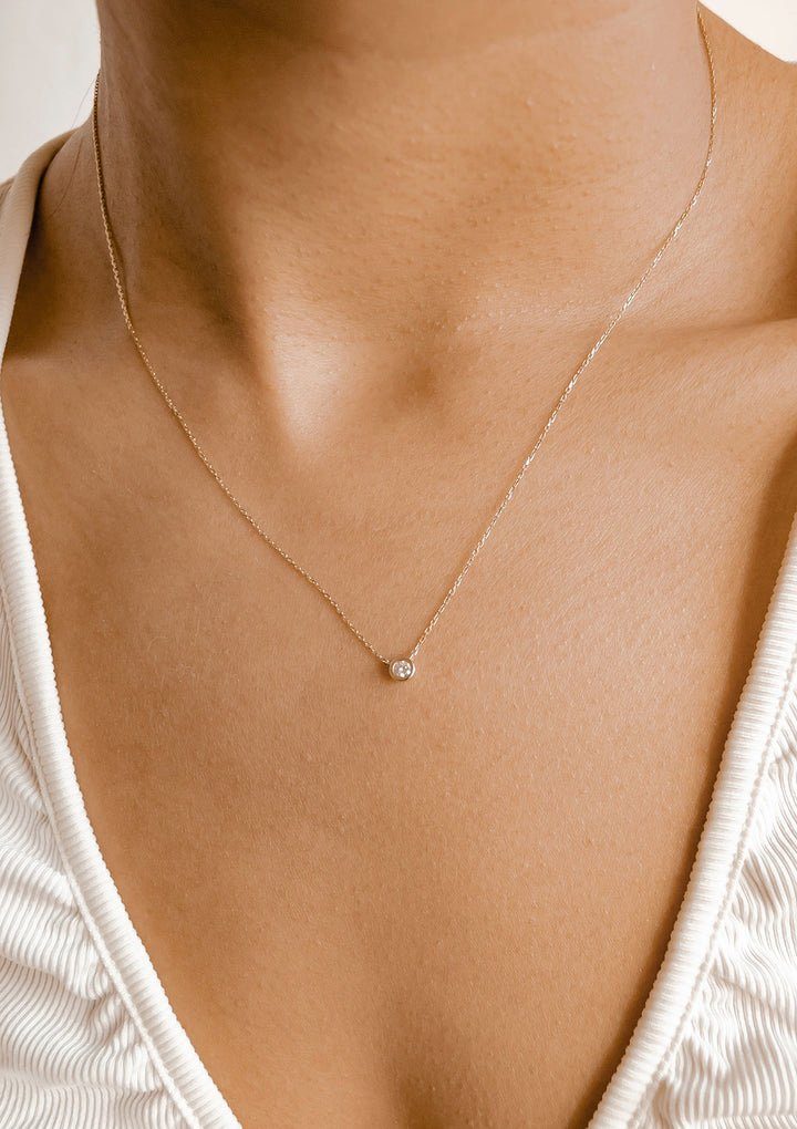 Dear Me Goldkette Damen 585 Gold Diamant Kreis Anhänger, 14K Massivgold Wei günstig online kaufen