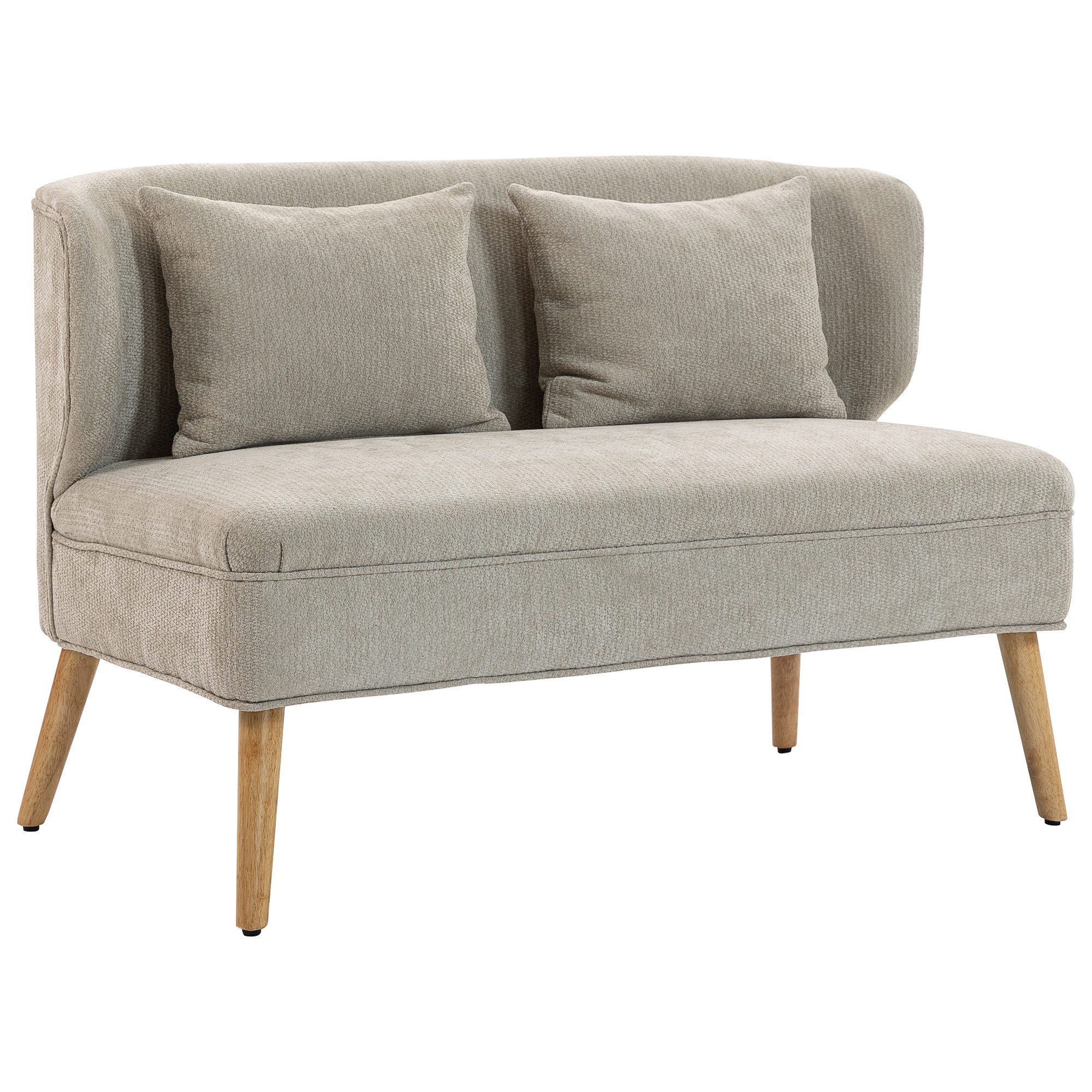 HOMCOM Loveseat kleine Couch mit Flügelrücken, 2 Wurfkissen (117 cm Dick Gepolstert Doppelsofa, 1-St., Modern Polstersofa), für Wohnzimmer, Schlafzimmer, Beige