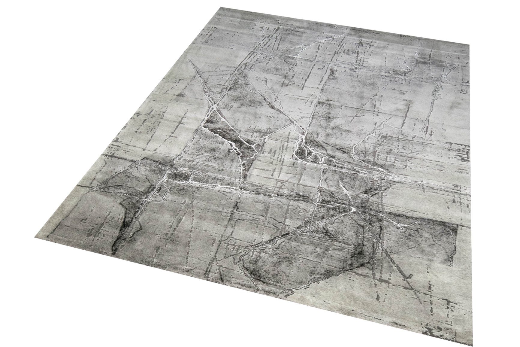 Carpetia Teppich Teppich modern Kurzflor Wohnzimmerteppich abstrakt grau creme, rechteckig, Höhe: 12 mm
