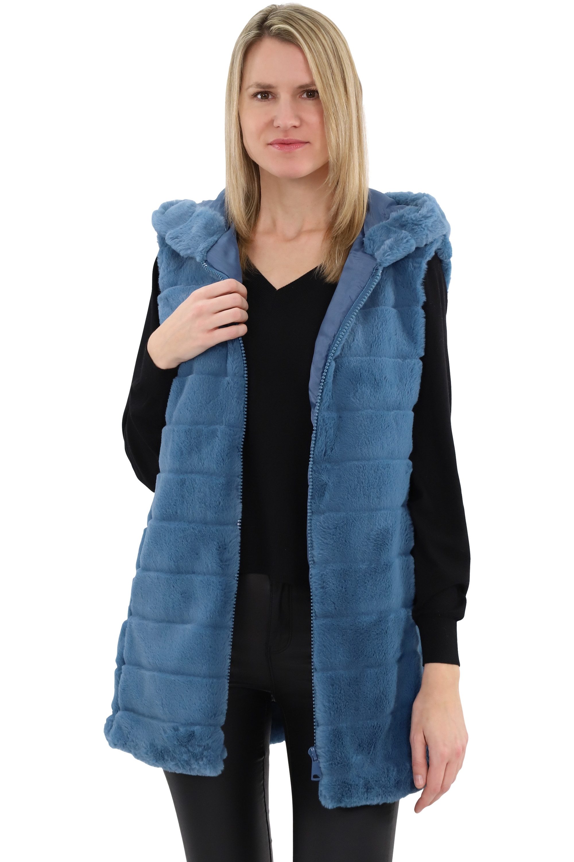 malito more than fashion Longweste malito Damen Longweste mit Kapuze, gerip günstig online kaufen