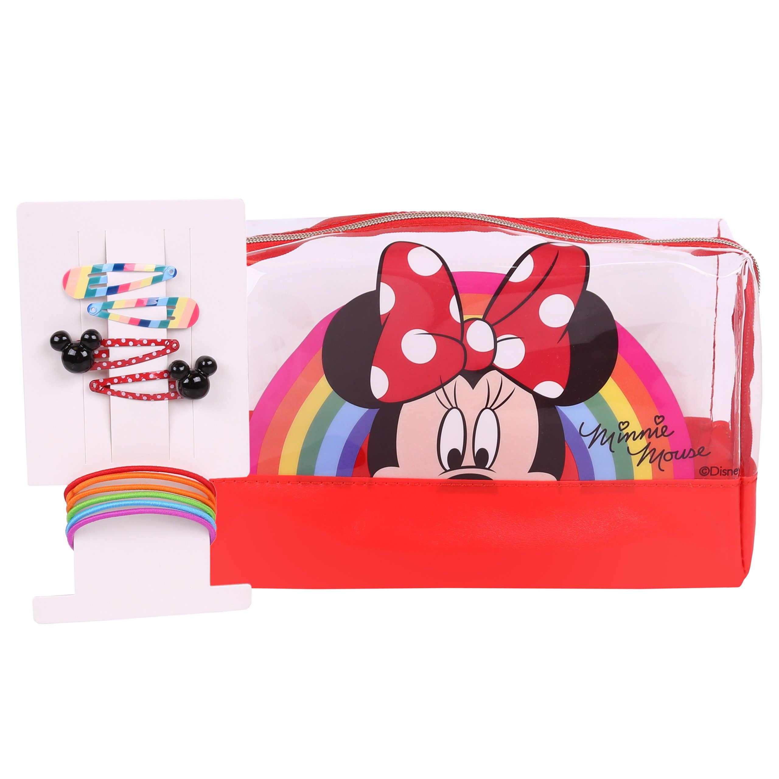Sarcia.eu Kosmetiktasche Minnie Maus Kulturbeutel Kosmetiktasche, transparent + Haaraccessoires